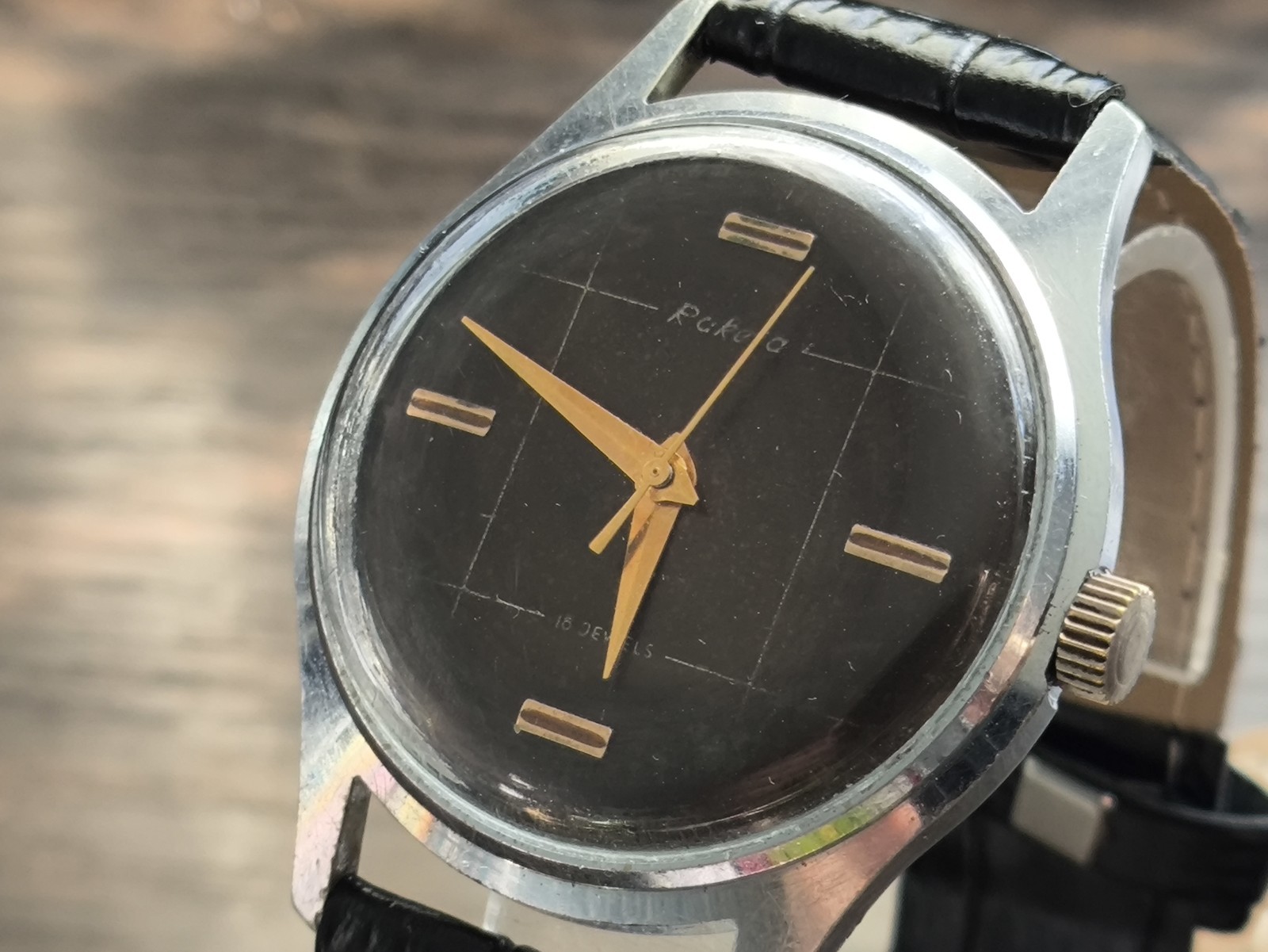 Watch Raketa Baltika Vintage Mechanical rare black dial Soviet USSR Serviced