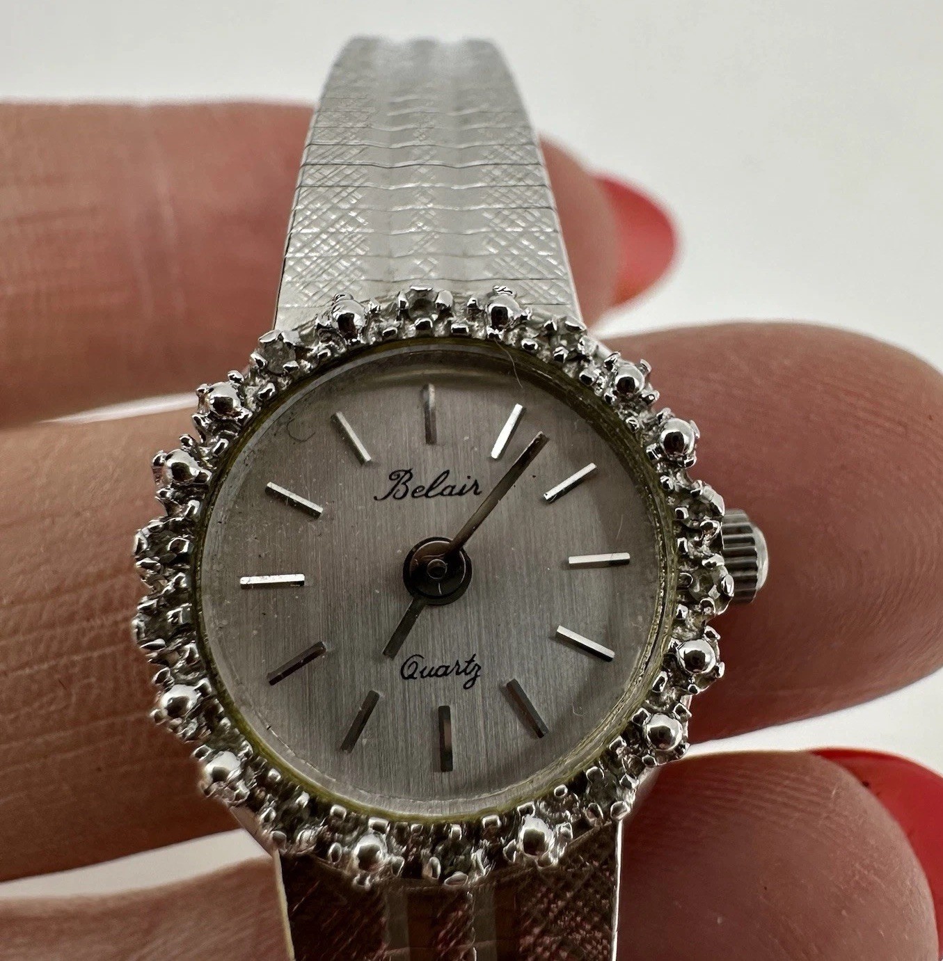 Belair Vintage Women’s Quartz Round Watch W/Diamond Acc New Battery