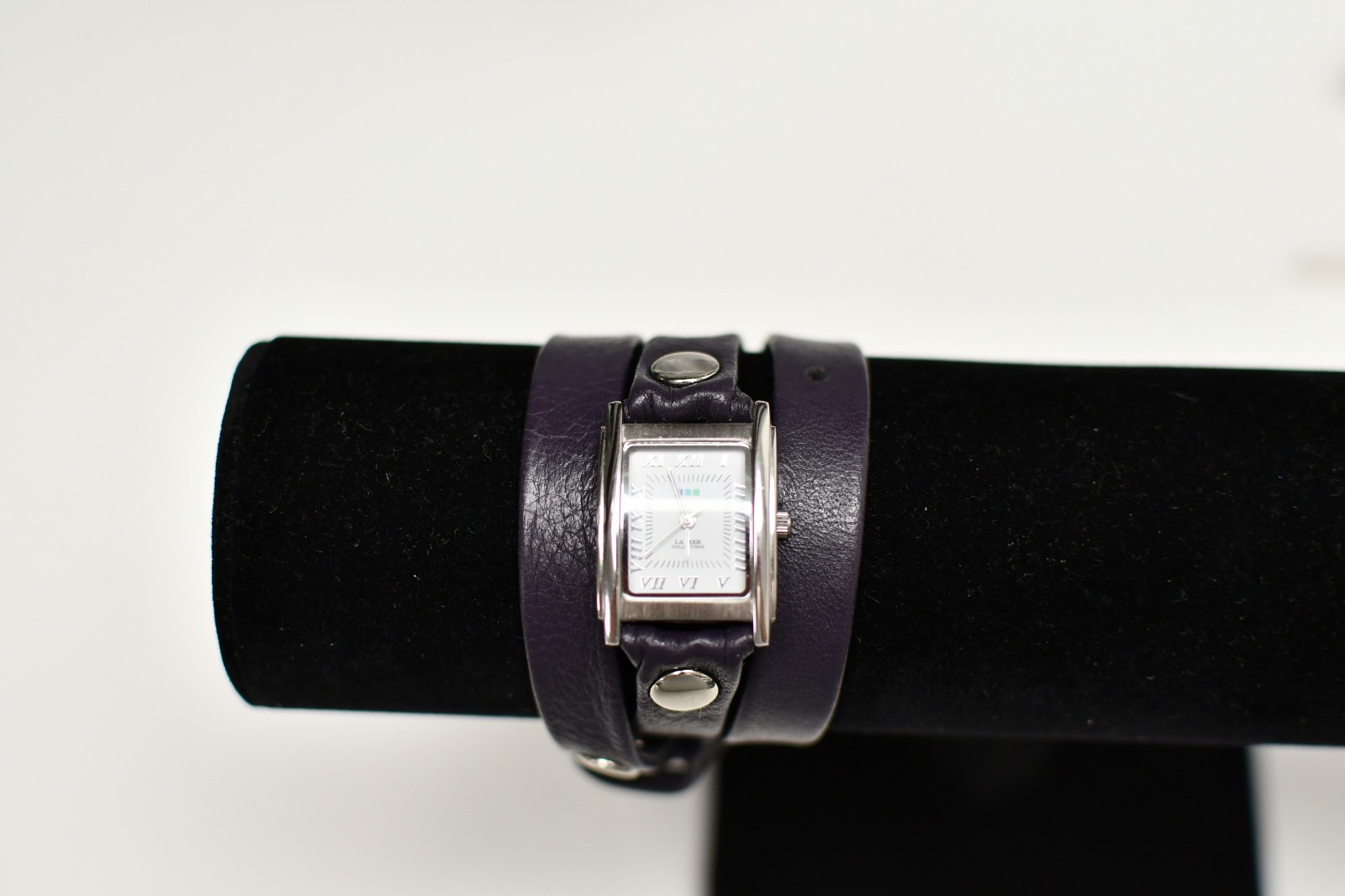 La Mer Roman Numeral Watch Wrap Leather Silver Rectangle 22mm New Battery