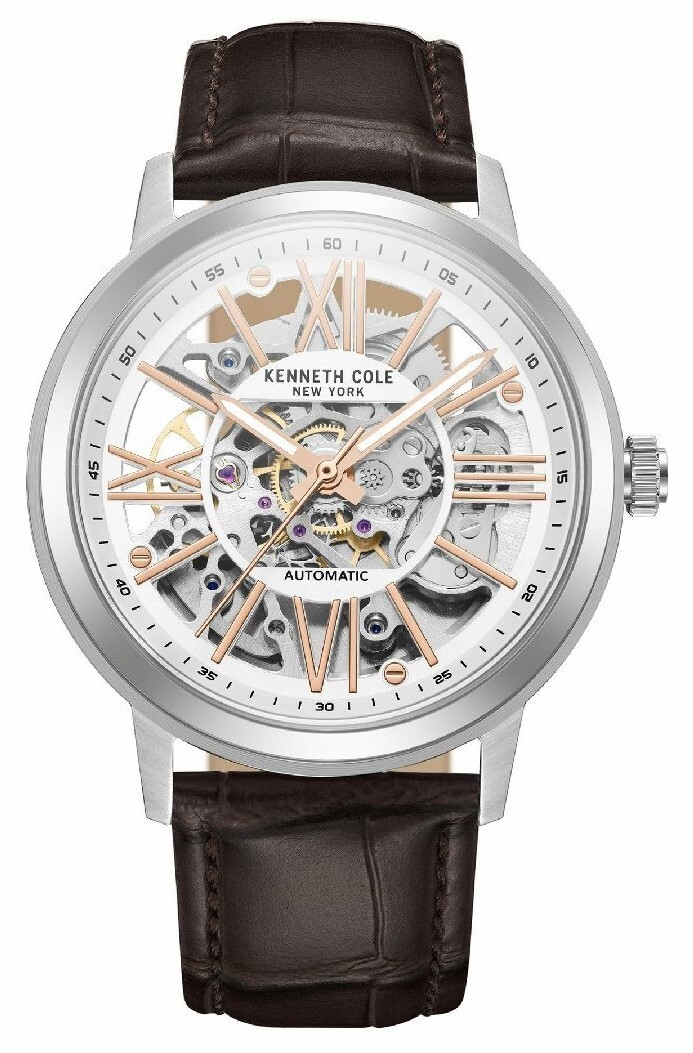 Kenneth Cole KCWGE2233201 NEW Men’s Watch Brown Genuine Leather Band Automatic