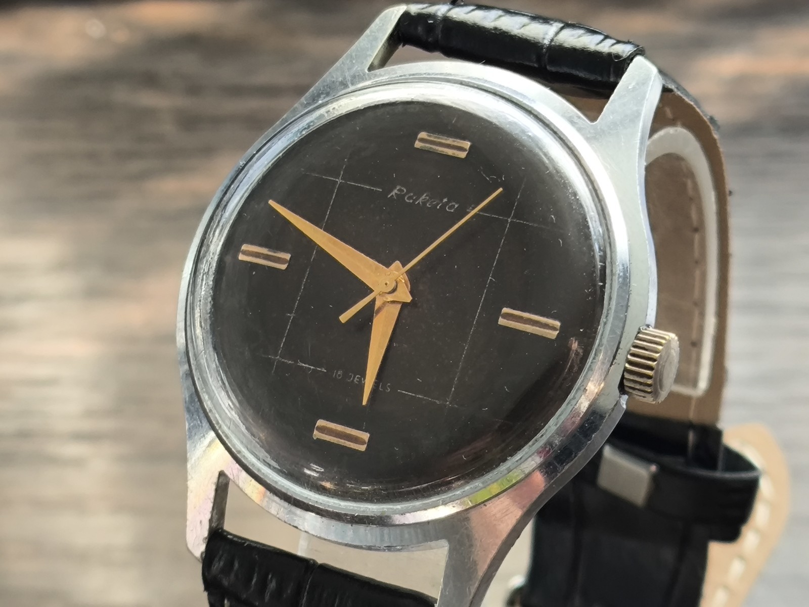 Watch Raketa Baltika Vintage Mechanical rare black dial Soviet USSR Serviced