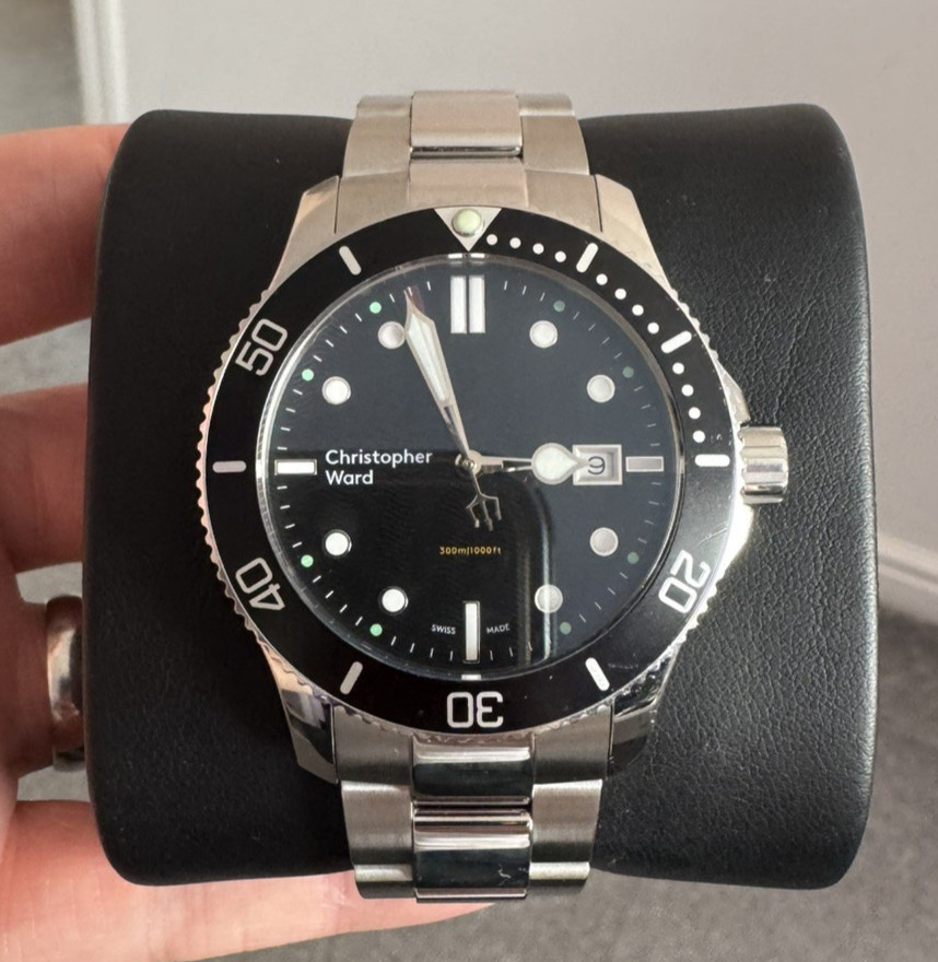 Christopher Ward C60 Trident 300 43mm Black Quartz Watch – *Lifetime Battery*