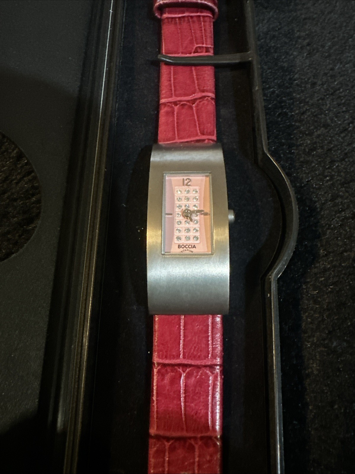 Boccia Titanium Ladies Watch with Original Red Leather Style Band In Case