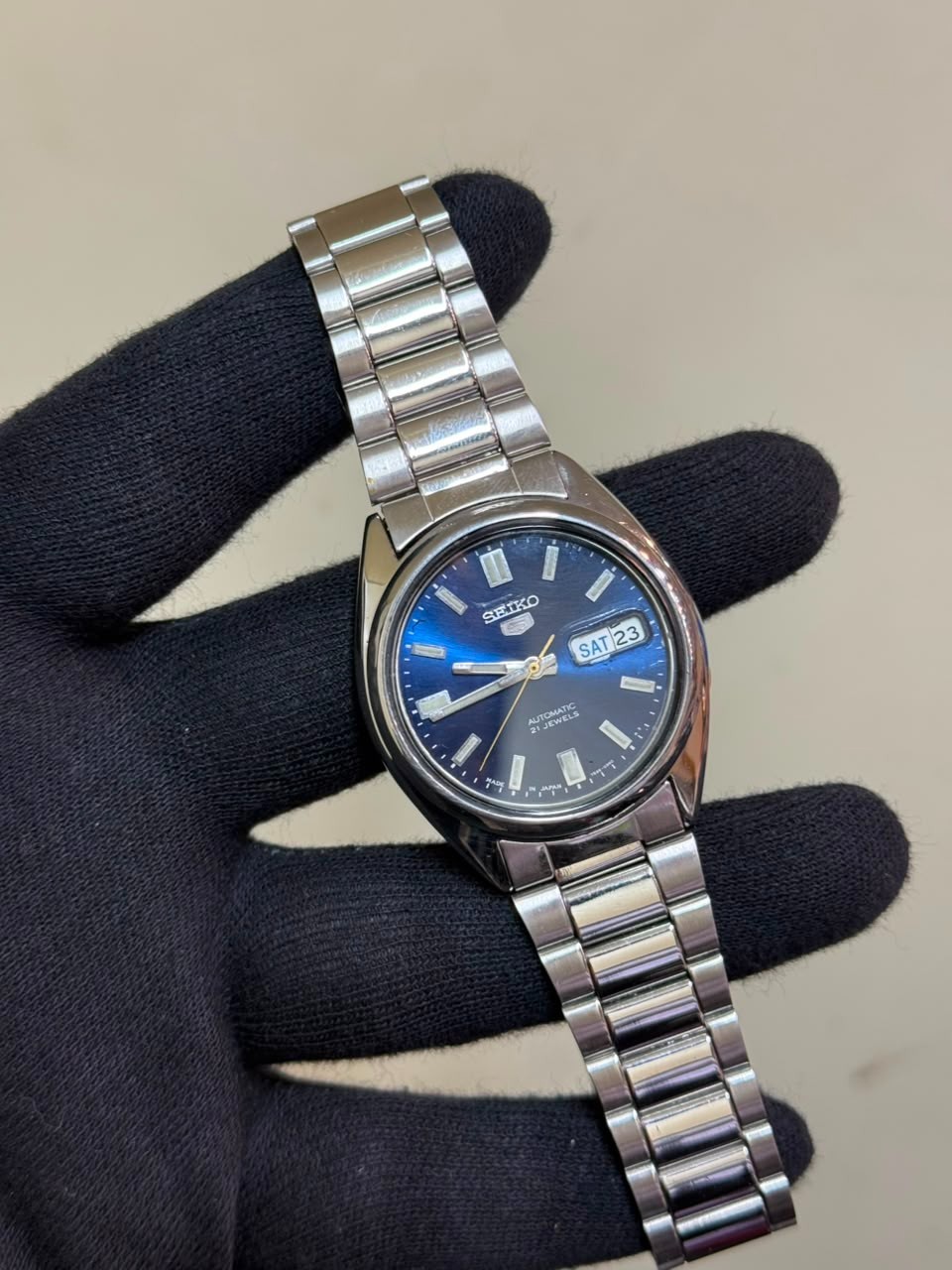 VINTAGE SEIKO 5 7S26-O36O BLUE DIAL MENS AUTOMATIC STAINLESS STEEL WATCH