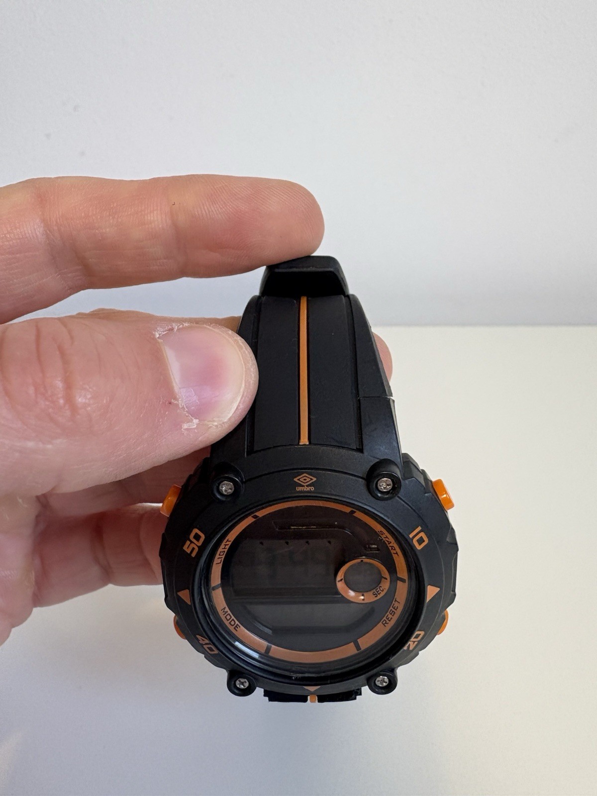 Umbro U924B Digital Sports Watch Black/Orange Stopwatch Alarm Date Strap Damaged