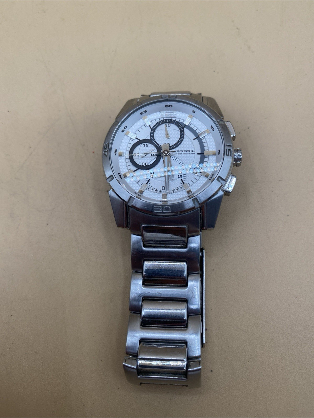 Fossil Blue Three-Hand Silver Stainless Steel Watch Silver and Blue Dial CH2498