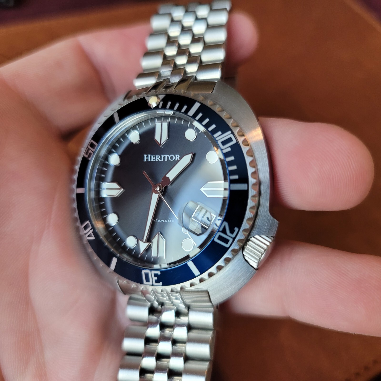 Heritor Automatic Morrison Bracelet Watch w/Date – Black-Gray/Blue – HERHR7612