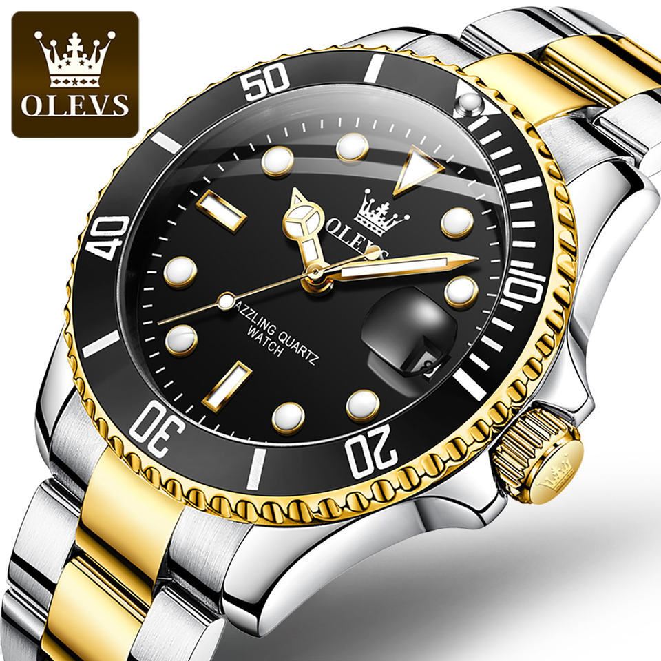 OLEVS 5885 Stainless Steel Strap Quartz Analogue Men Gents Wristwatch Waterproof