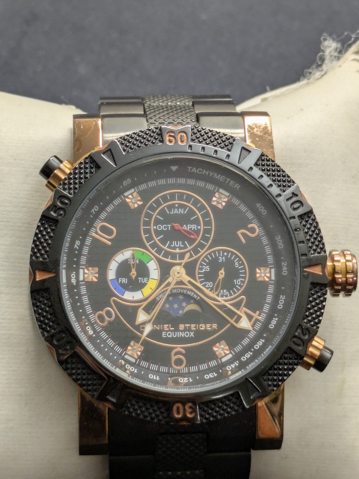 Daniel Steiger Men’s Watch DS 7058-DM Swiss Multi-Function Rose Gold 6.9″ Moon