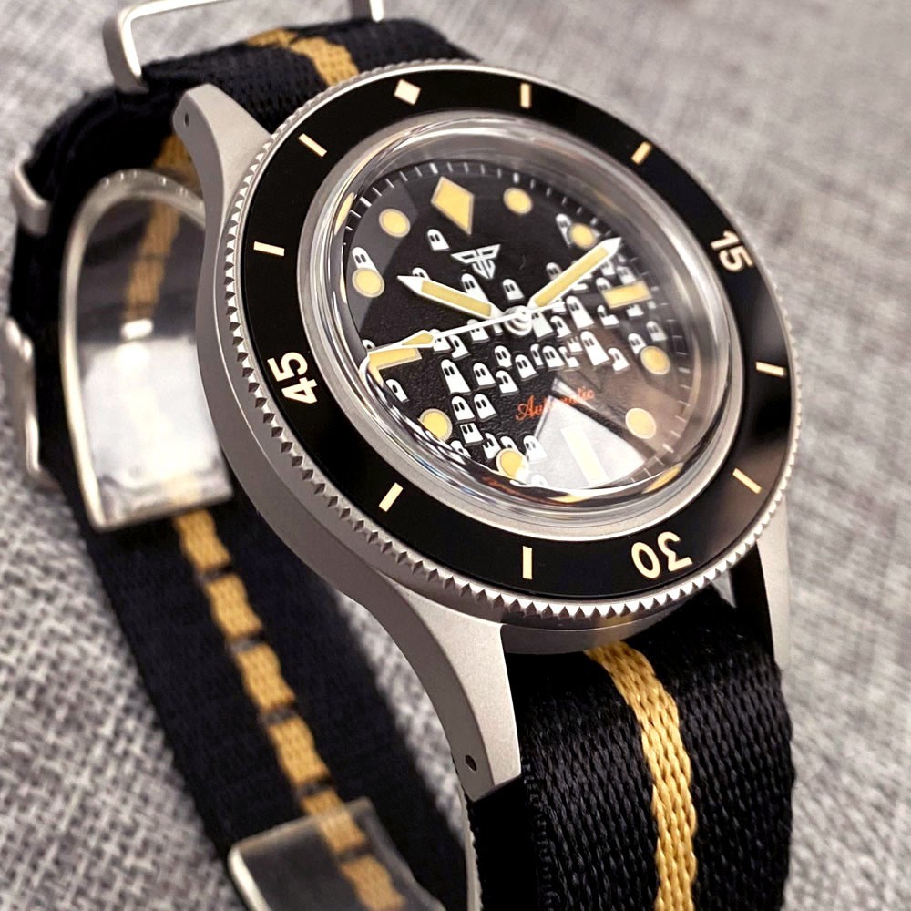 40MM Tandorio Black Dial NH35A 50-FATHOMS Automatic Mens Watch Sapphire glass