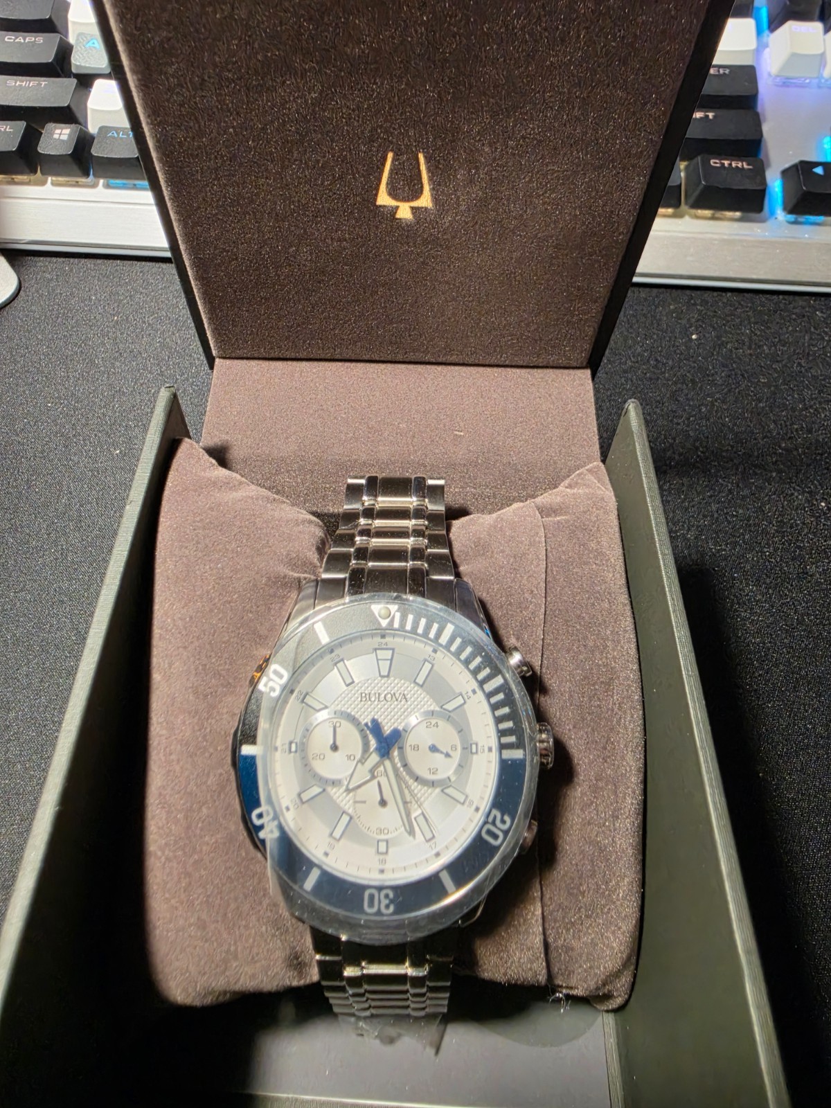 Bulova Men’s 98A257 Classic Chronograph Silver Dial Stainless Steel Watch 44mm
