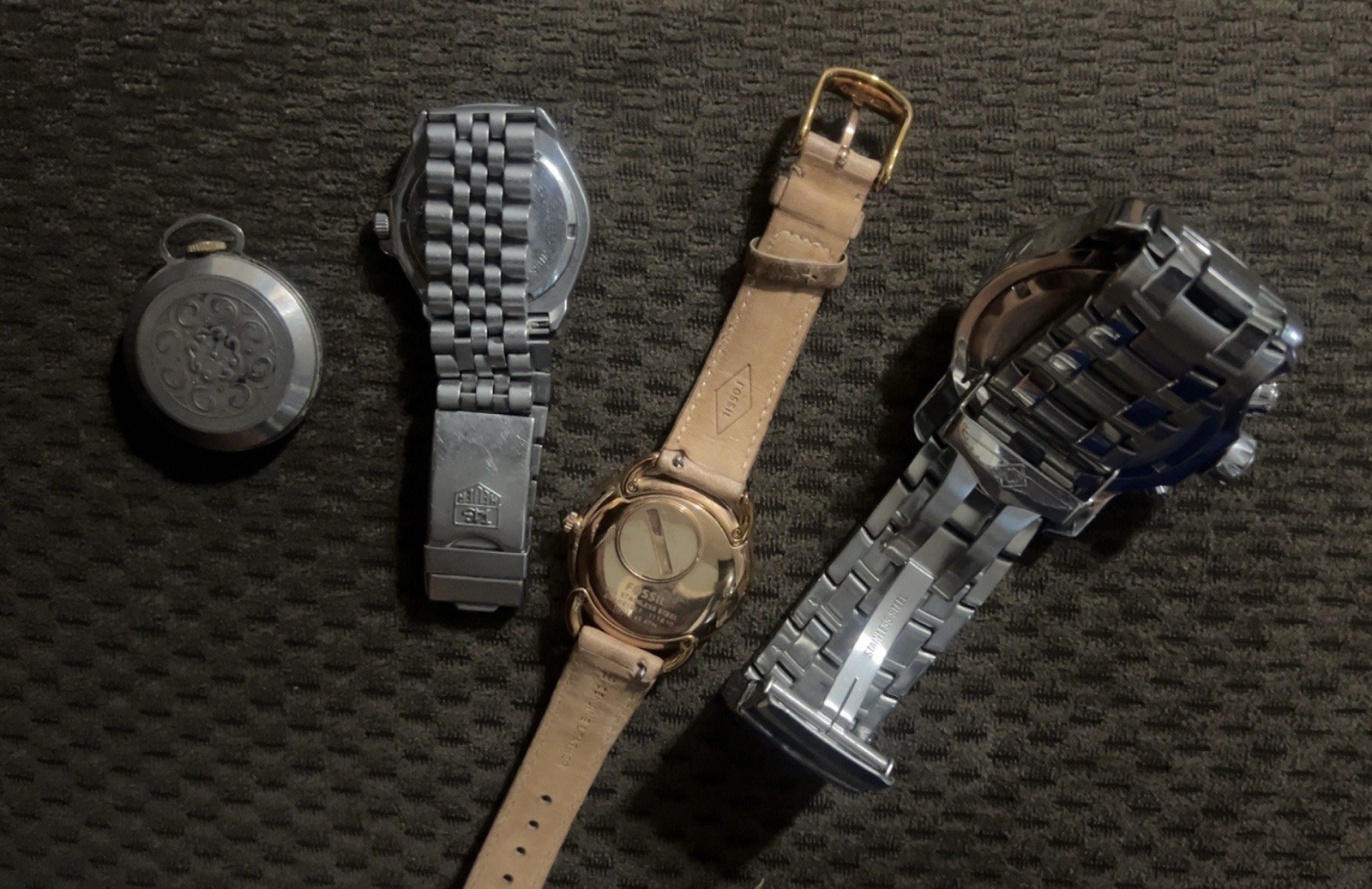 Watch Lot Tag Heuer Fossil Invicta Rex Pocket Watch Need Batteries Works As-Is