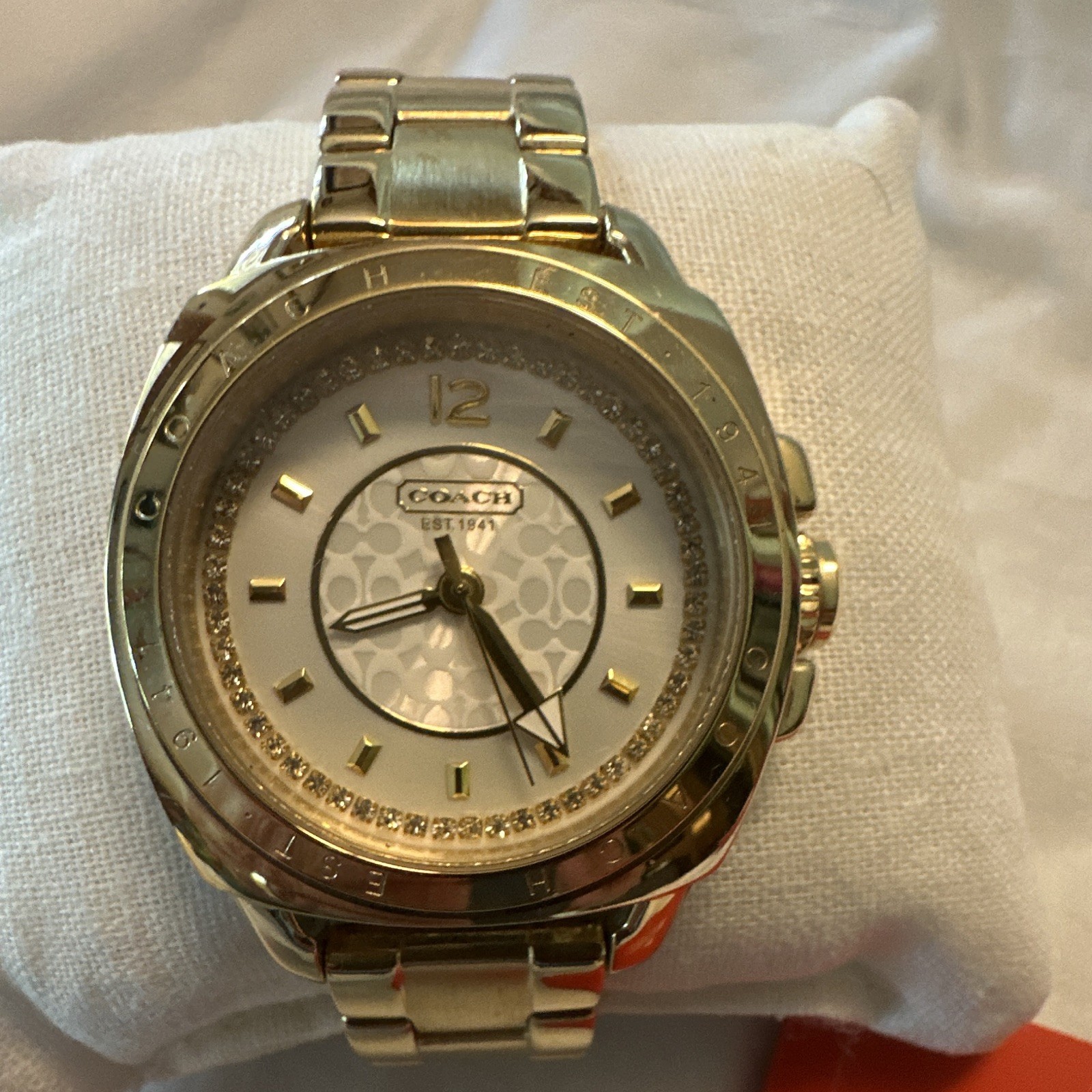 Coach Madison Gold-Tone Quartz 34mm Bracelet Watch w/ Box & Booklet