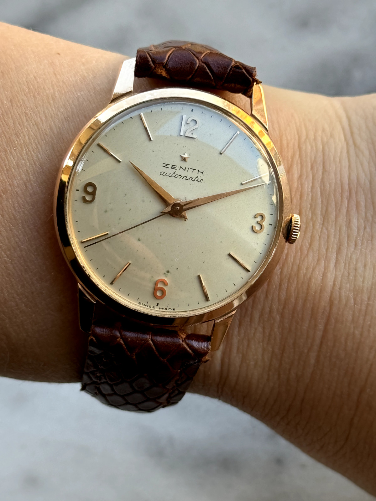 Zenith Automatic Bumper Cal.133.8 Solid Gold 18k 750 Mens 35.5mm Swiss. Serviced