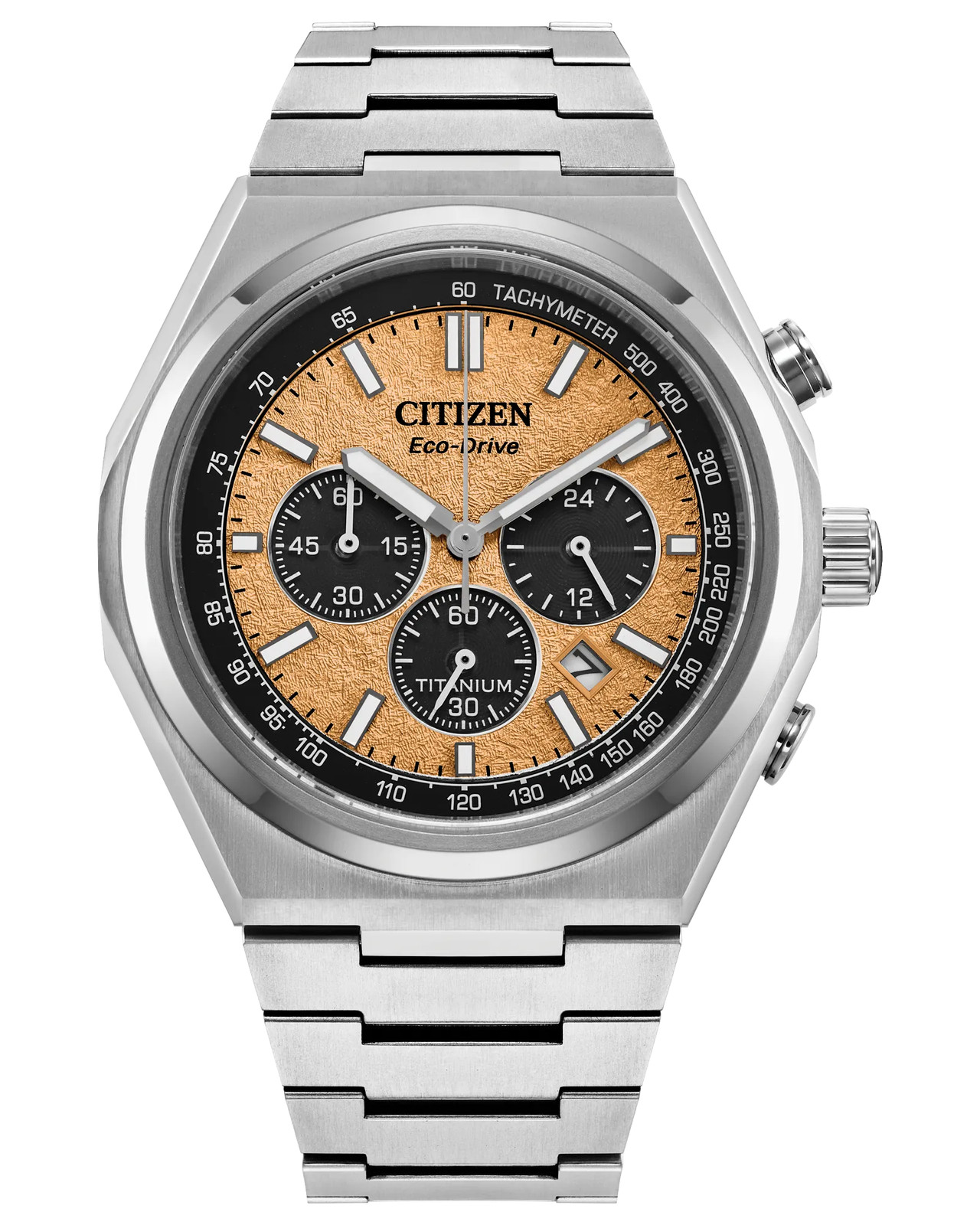 CITIZEN CA4610-85Z «ZENSHIN» CHRONOGRAPH SUPER TITANIUM SALMON DIAL WATCH