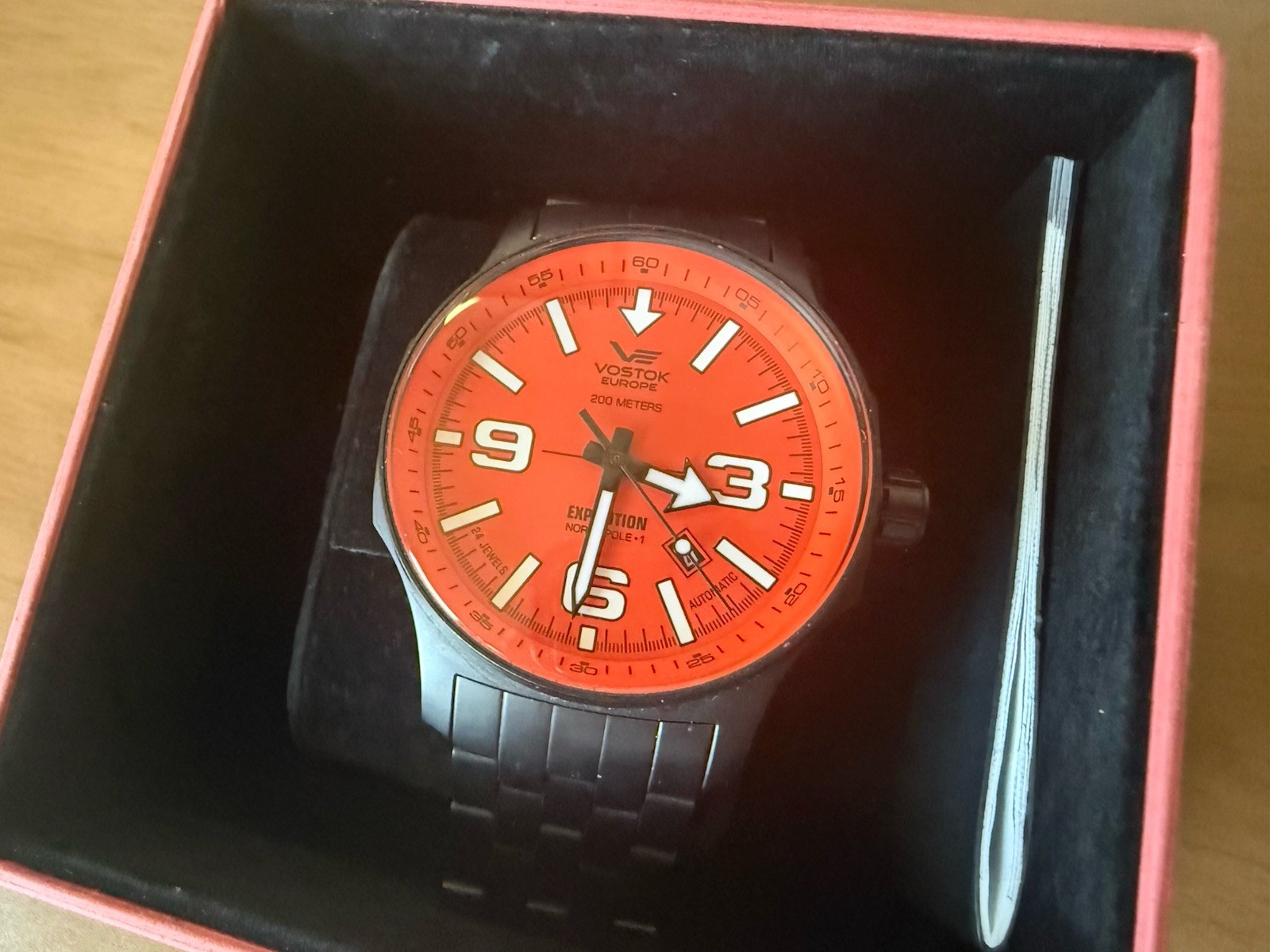 NOS Vostok Europe Expedition North Pole Automatic Orange Dial Full Set NH35 200M