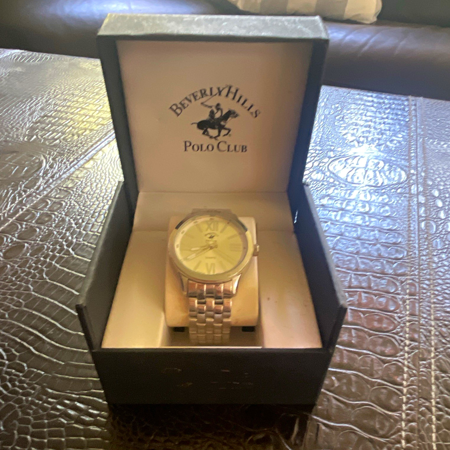 Beverly Hills Polo Club Quartz Analog Silver Tone Roman Dial Bracelet w/ Box