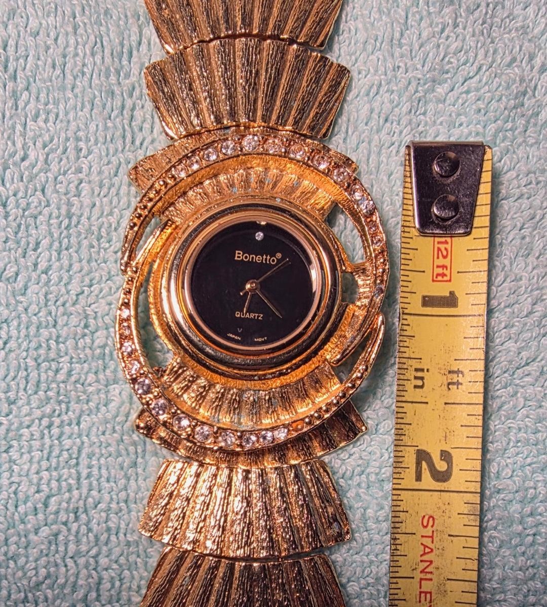 Bonetto Italian Statement Watch Postmodern Sculptural Petal-Spike Gold-Tone, Vtg