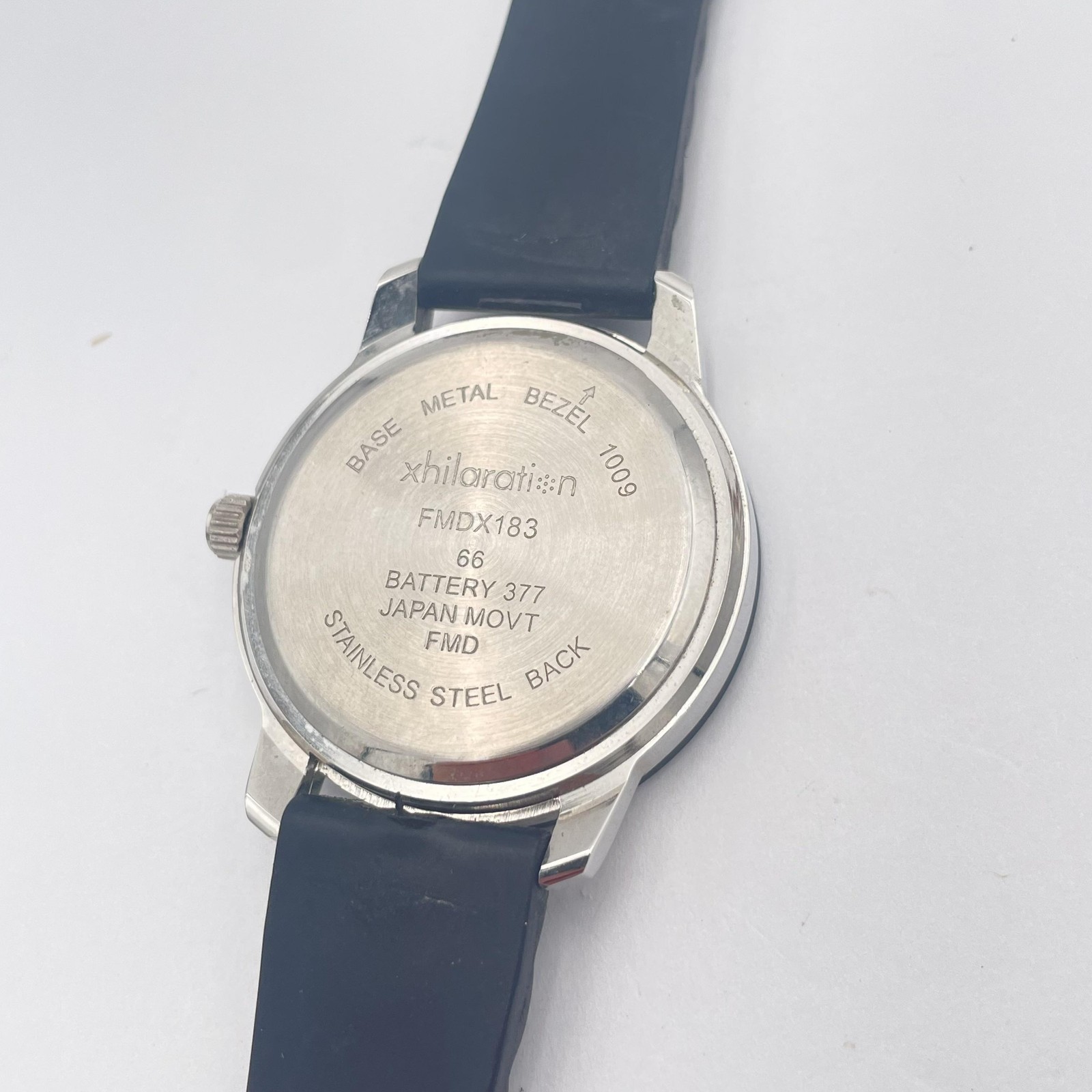 Xhilaration Watch Black Silicone Band Stainless Steel Back Japan Movement Unisex