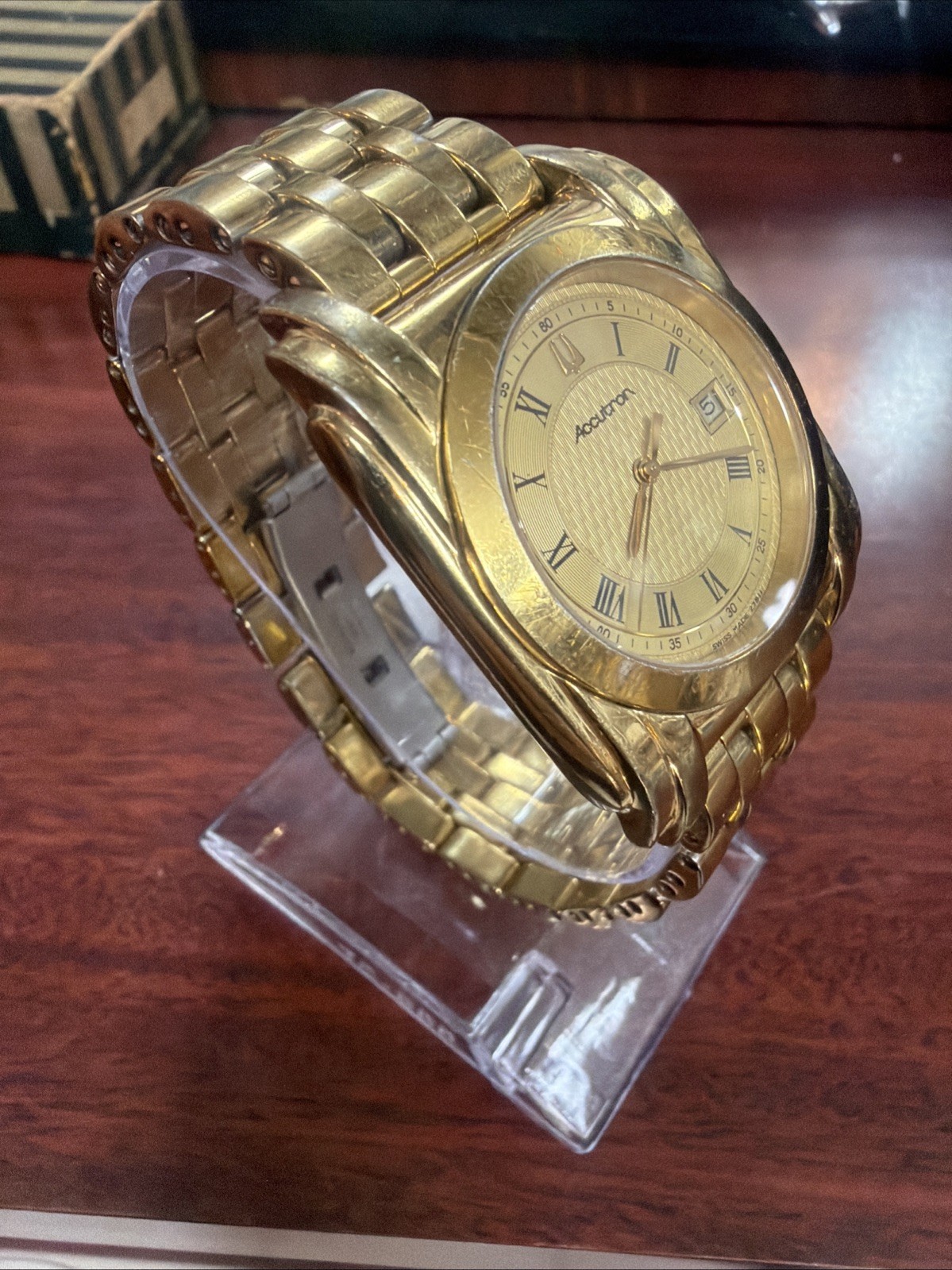 Bulova Accutron Vintage 27B11 Gold Plated Stainless Steel Deco Style Watch