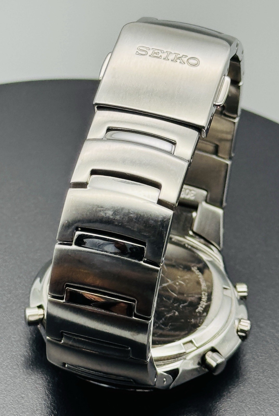 Vintage Seiko Premier Watch Chronograph Alarm Sapphire Crystal 7T32-7H80 Panda