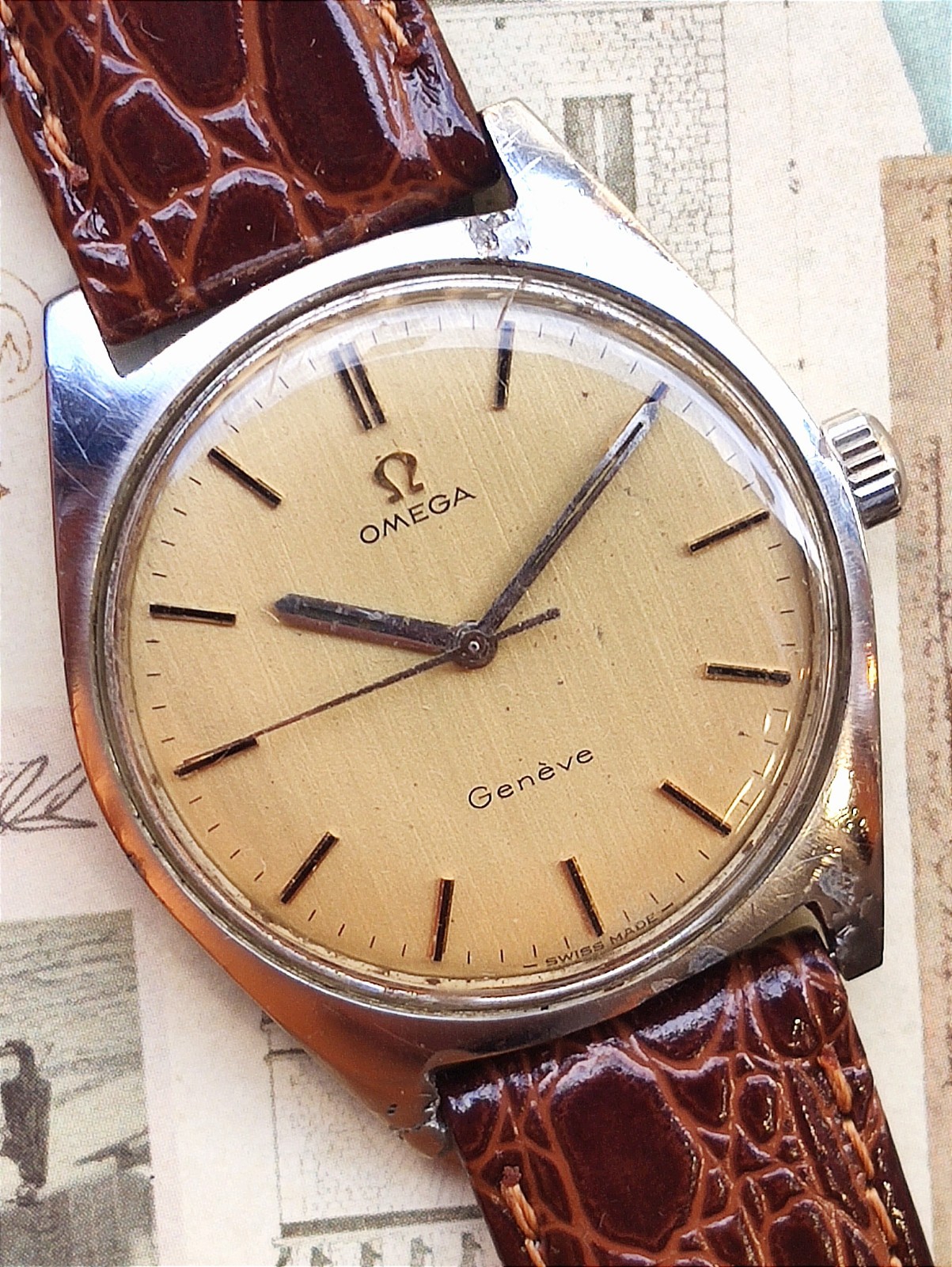Omega Geneva 135.041 Cal. 601 – Vintage 1960s – Steel 34.5mm – Square Soleil