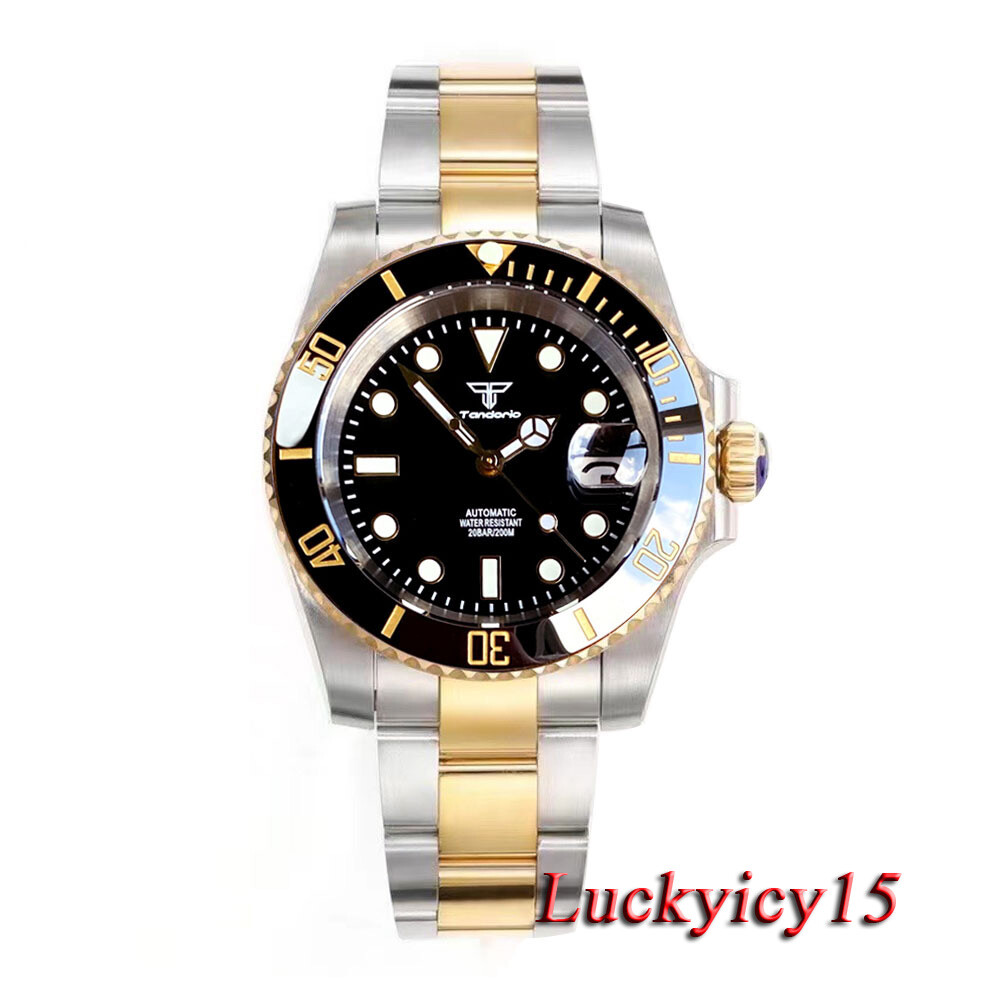 Tandorio 40mm 20ATM Black Dial Japan NH35 Automatic Mens Watch Sapphire Glass