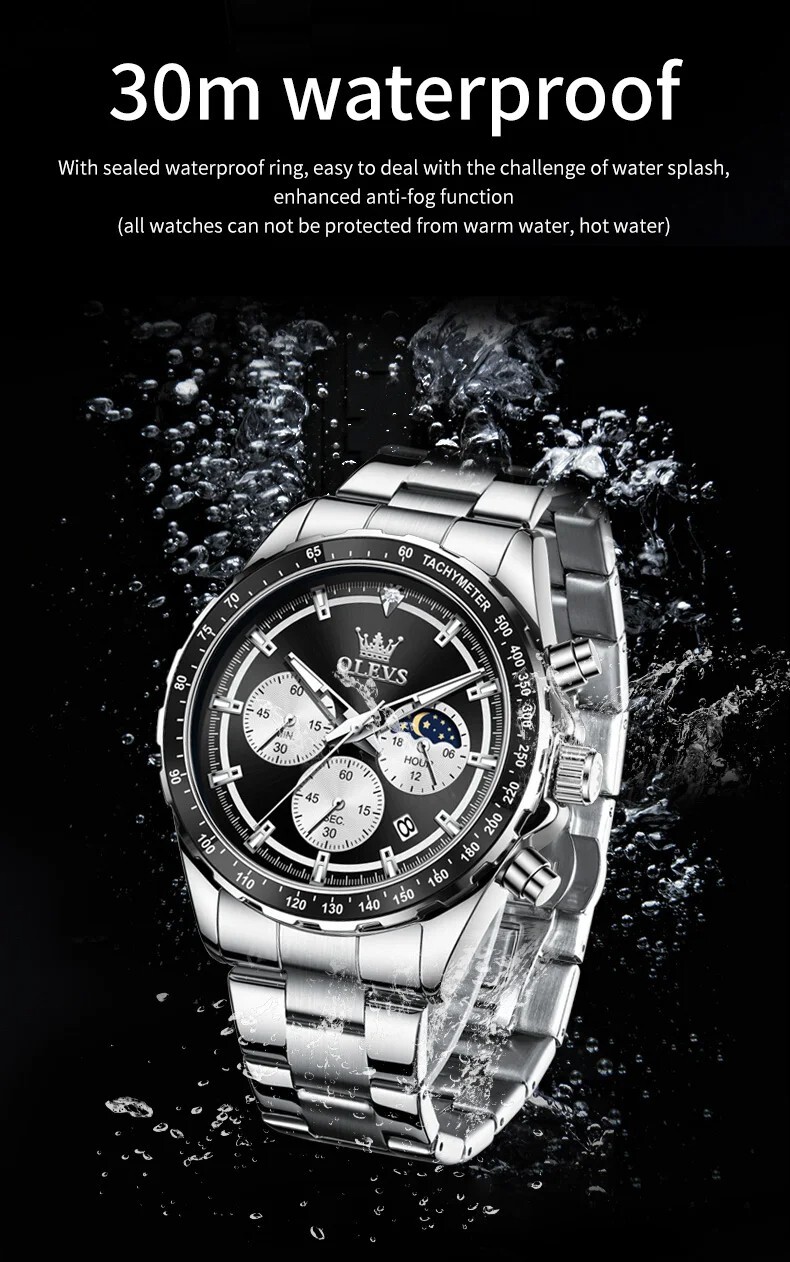 Waterproof Quartz Luminous Watch OLEVS Luxury Business Date Men’s Men Strap