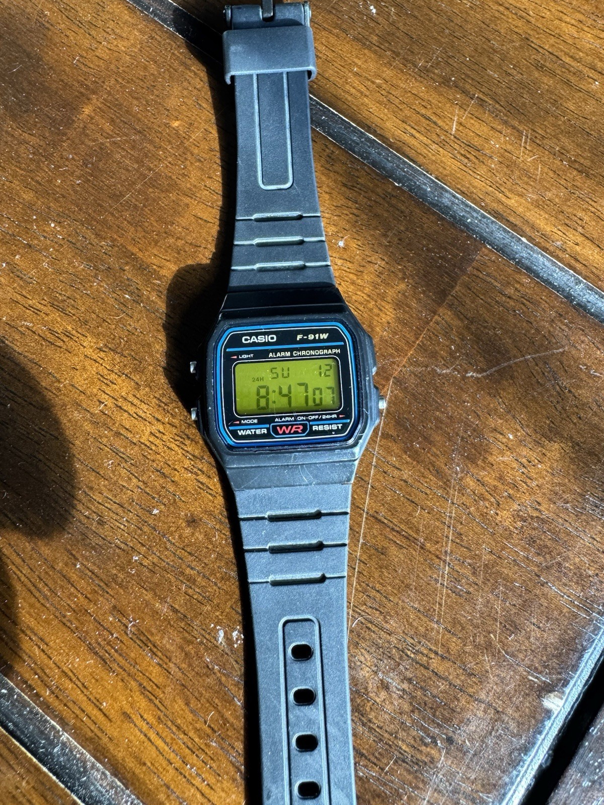 Casio F91W Digital Watch with Yellow Filter