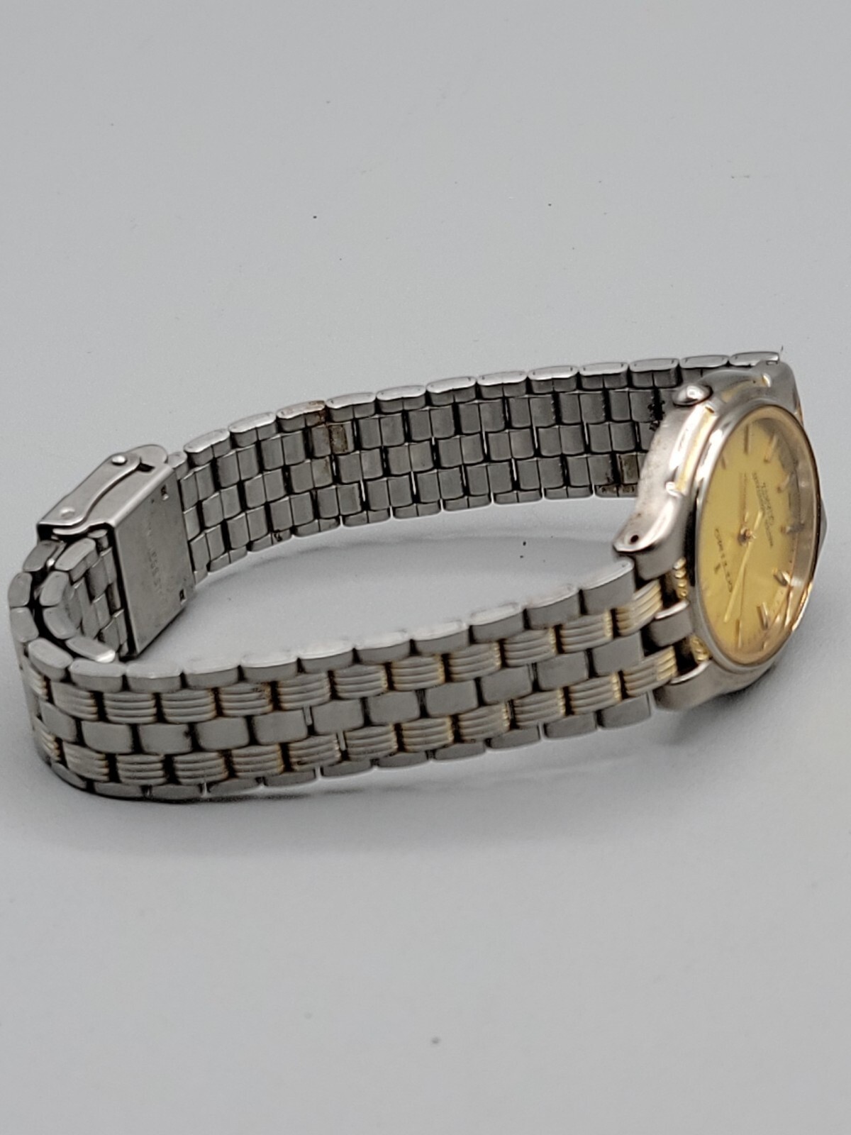 Vintage 18kgp Ottimo Unisex Quartz Watch Rare Yellow Dial 7″ 30mm