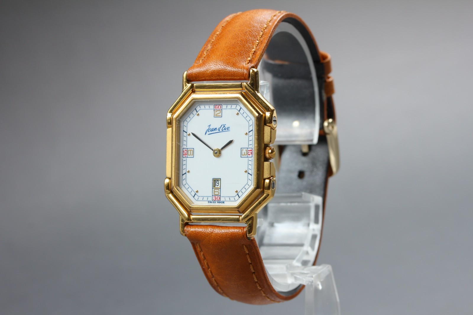 «Exc+5» Vintage Jean d’eve Octagon 27mm Gold Quartz Unisex Mens Watch From Japan