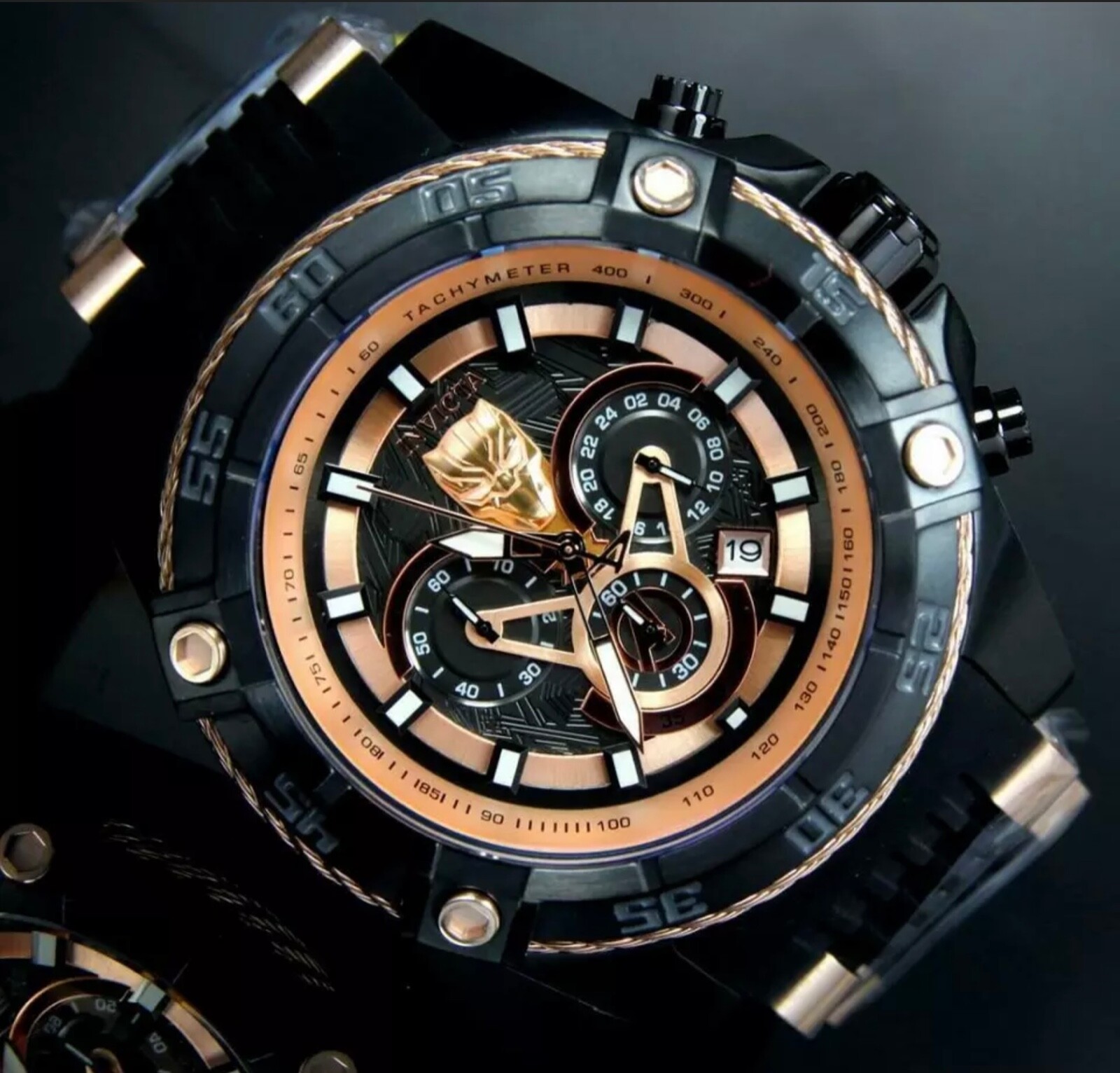 Invicta Marvel Black Panther Bolt Viper 52mm Chronograph Gold Plated