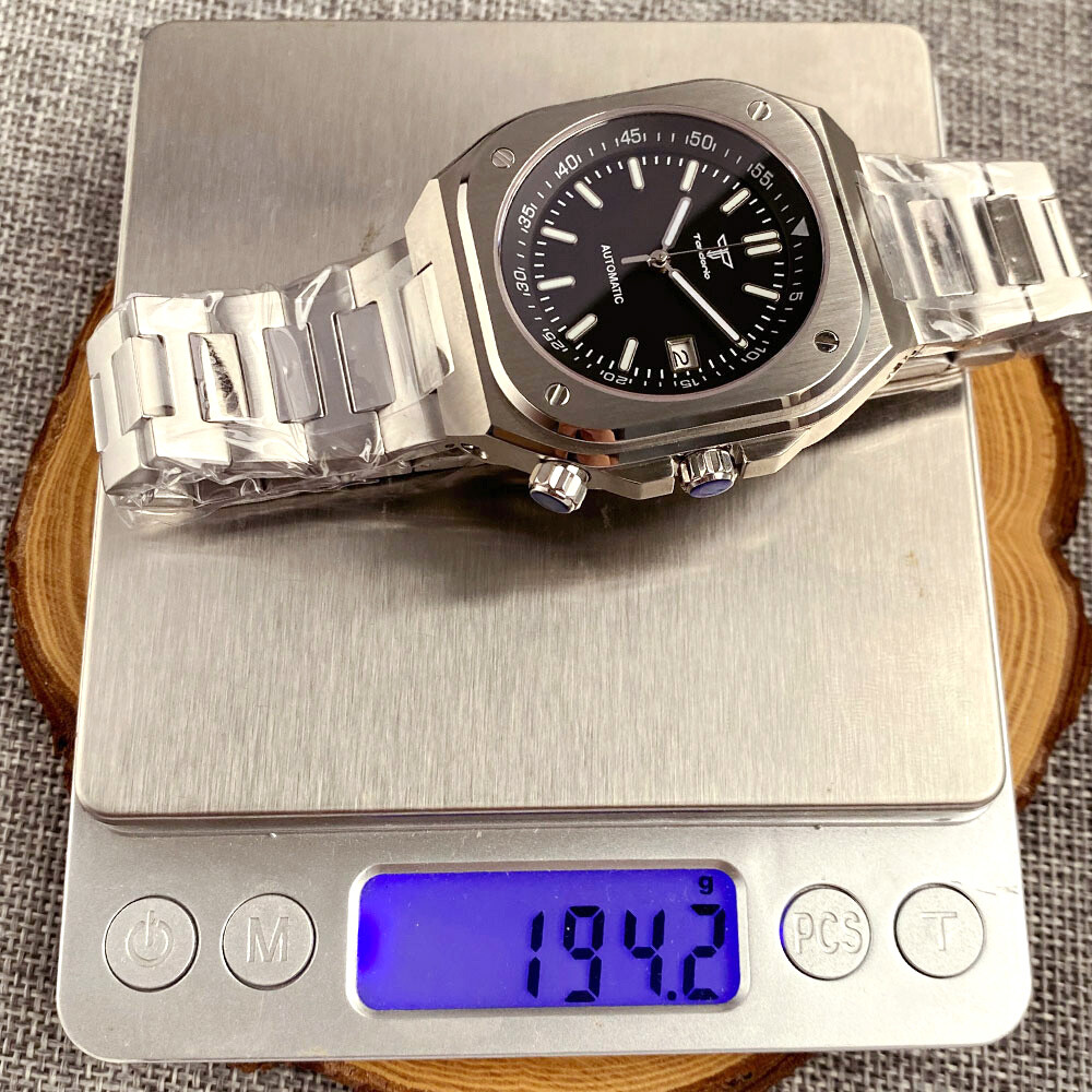 Tandorio New Vintage 42mm White Sunburst Dial Square NH35A GMT Watch for Men