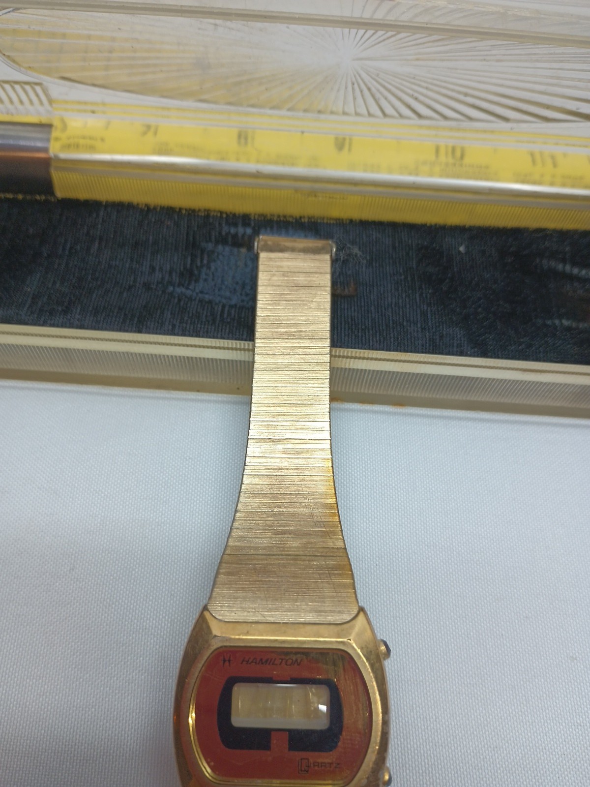 Vintage Hamilton Quartz LCD Watch 14K Electroplated 880002-4 Untested