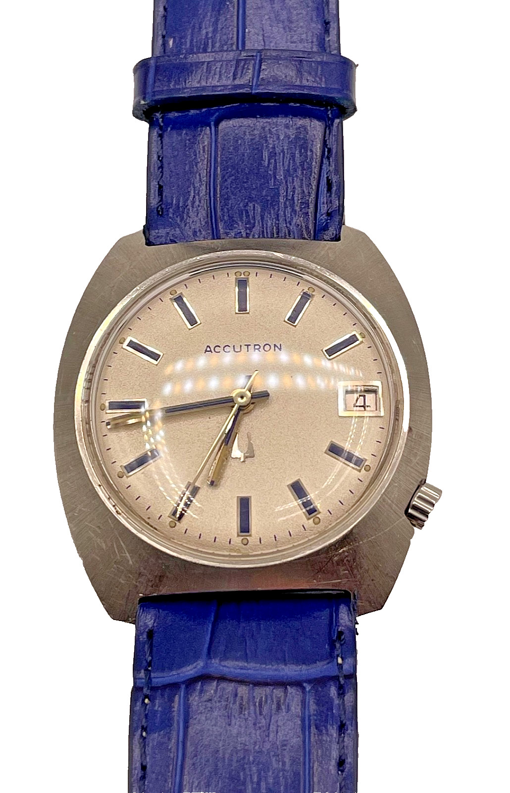 BULOVA ACCUTRON H669826 Stainless Steel Tuning Fork Men’s Watch Date 35mm Runs