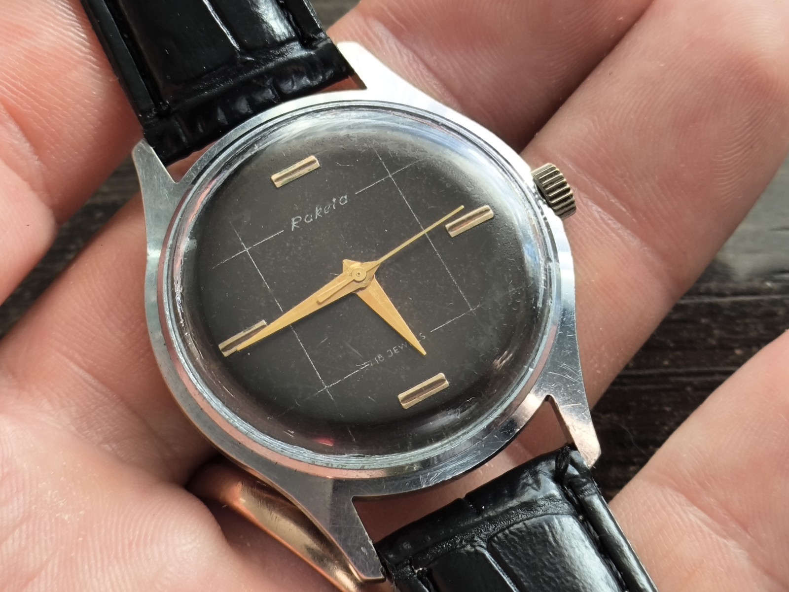 Watch Raketa Baltika Vintage Mechanical rare black dial Soviet USSR Serviced