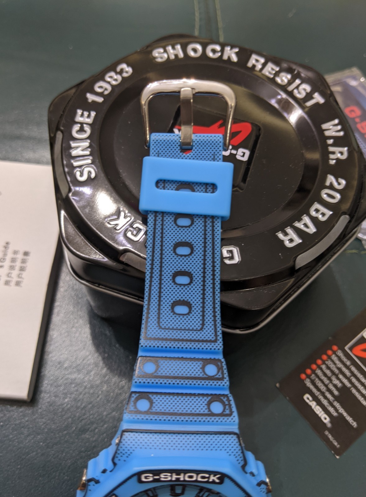 Casio G Shock GMA S2100 Blue Analog Digital Watch Box Manual Warranty Card