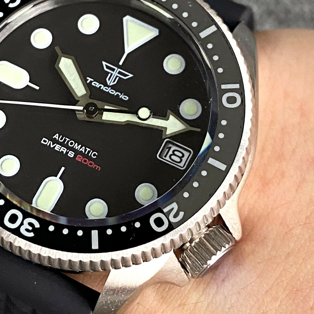 Small 37mm Tandorio Black dial Japan NH35A Mens Watch Sapphire Glass 3.8 crown