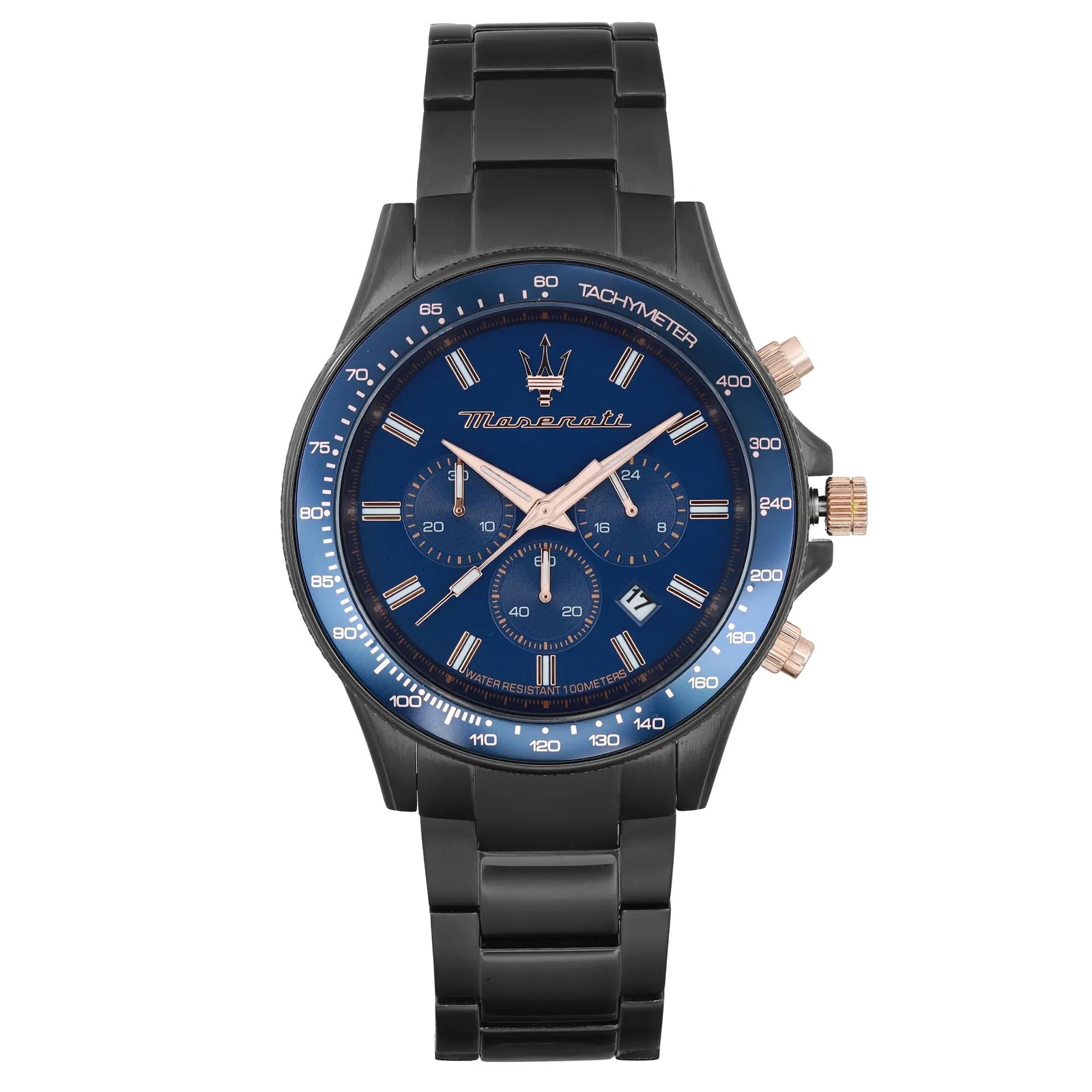 Maserati Sfida Gunmetal Steel Chronograph Blue Dial Mens Watch R8873640001