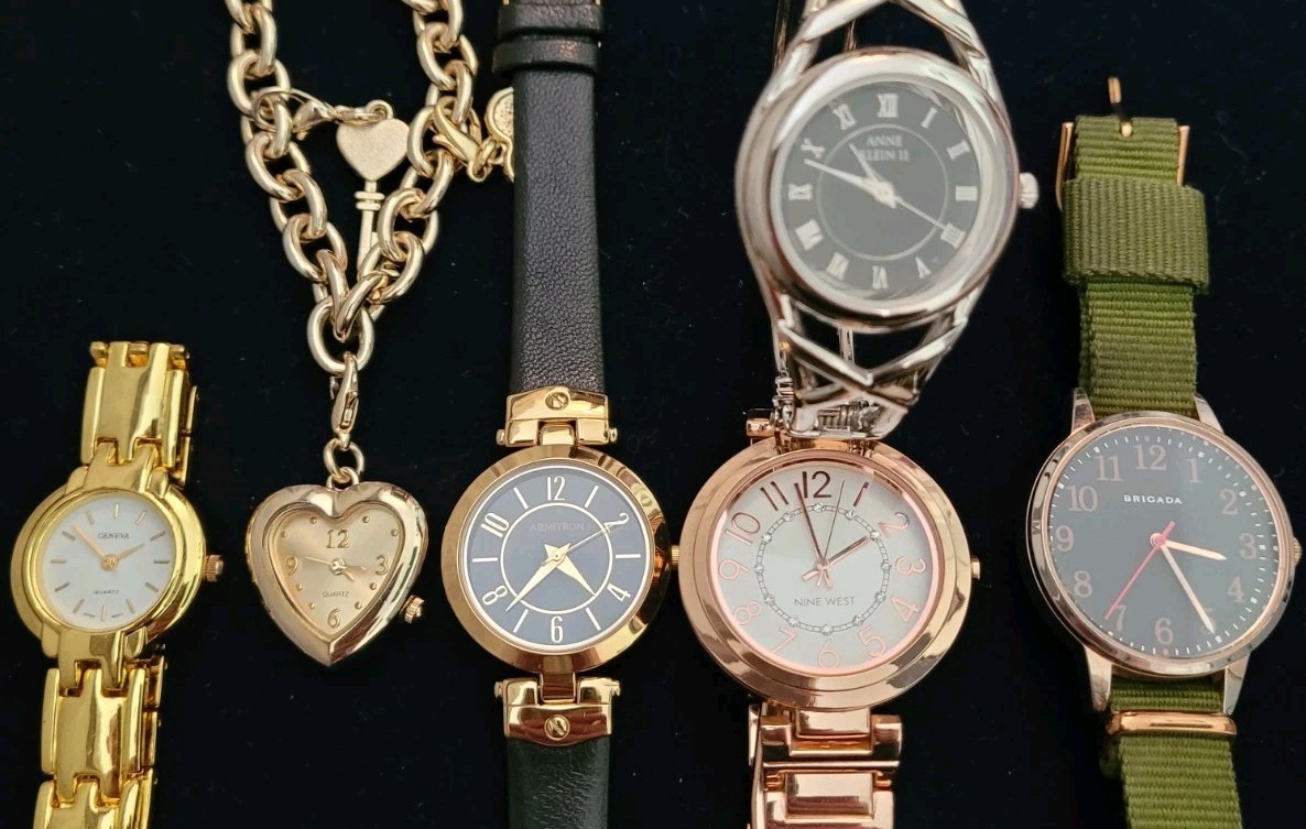 Woman’s Fashion Watch Lot (6); Various Brands; Analog; New Batteries, Running