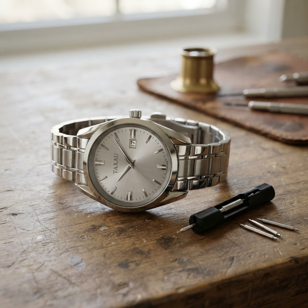 Minimalist Men’s Silver Dress Watch: Luminous, Luxury Design with Date Function