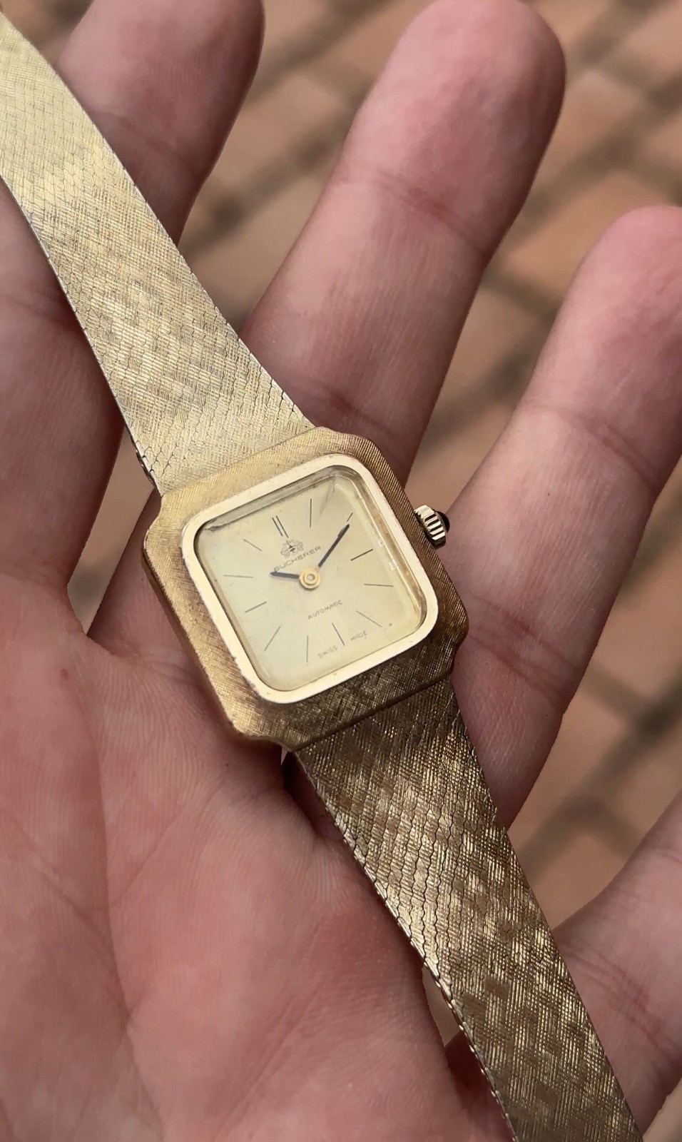 Rare Bucherer 21mm Gold Filled Milanese Bracelet Automatic Vintage Watch Runs