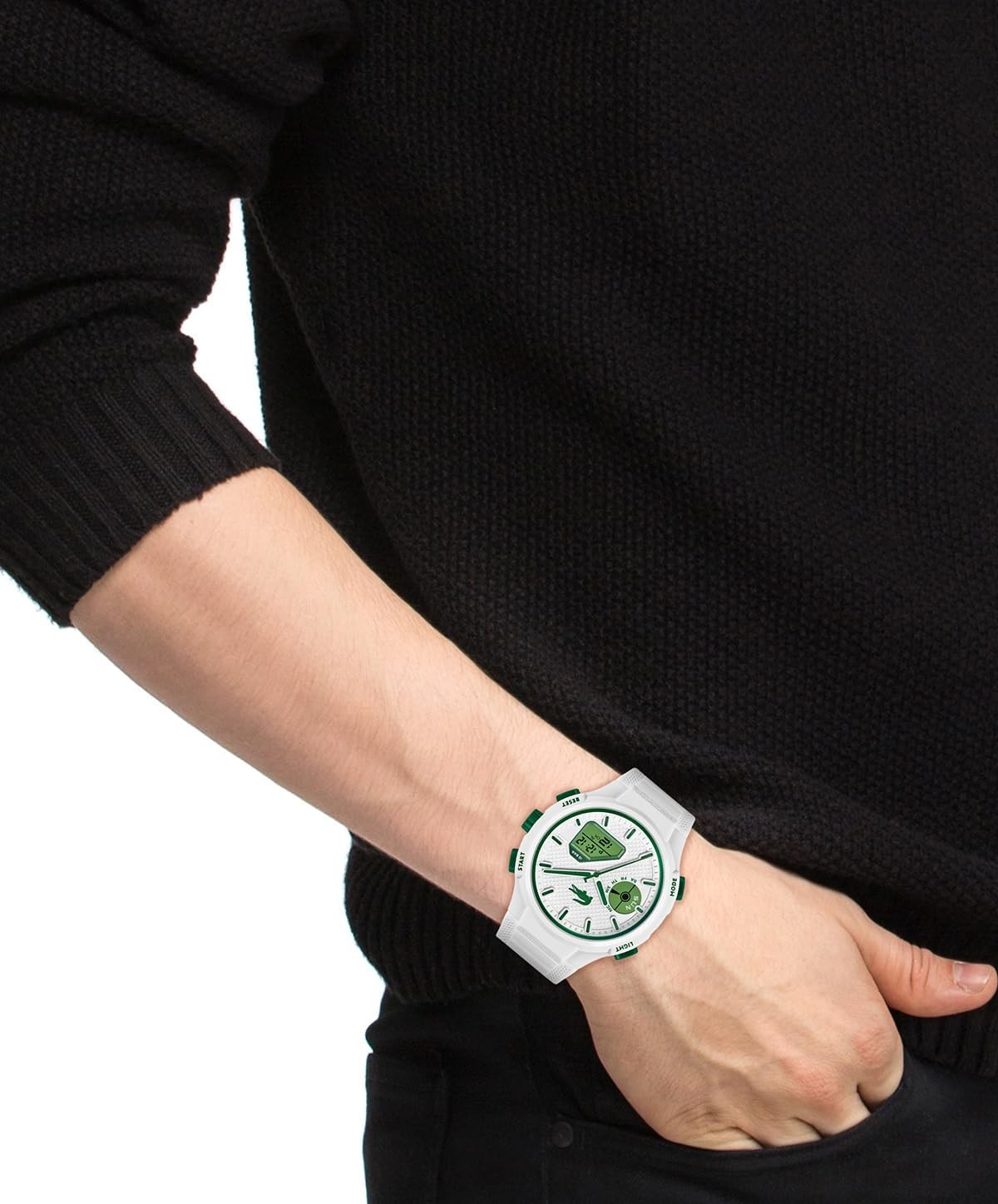 Lacoste LC33 Men’S Analog and Digital Movement Watch, Silicone Strap, Water Resi