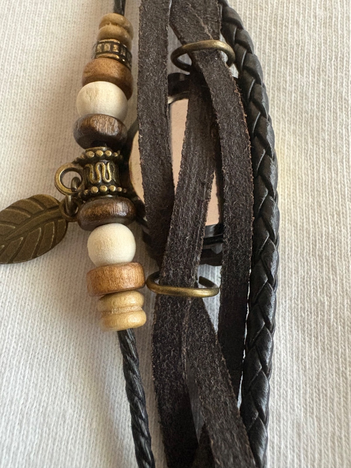 VTG Boho Multi Strand Bead 3-Snap Bracelet Quartz Watch with NEW Battery #141