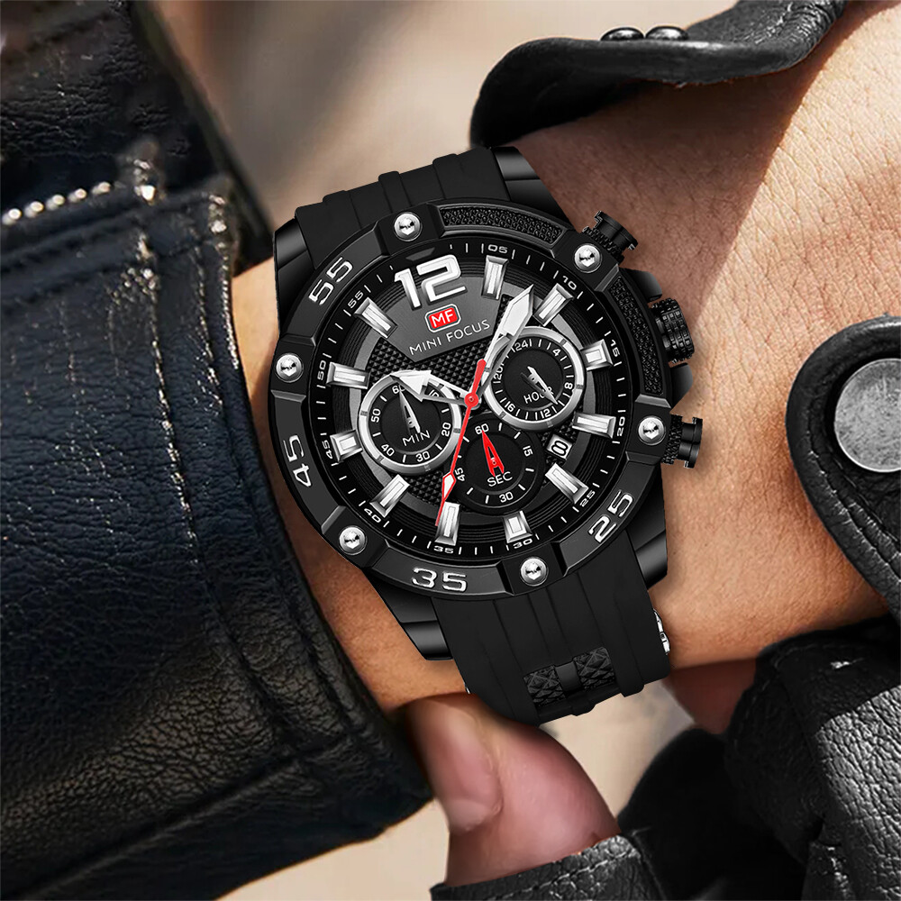 MINI FOCUS Men Watch Multifunction Male Red Wristwatch Fashion Boy Sport Watches