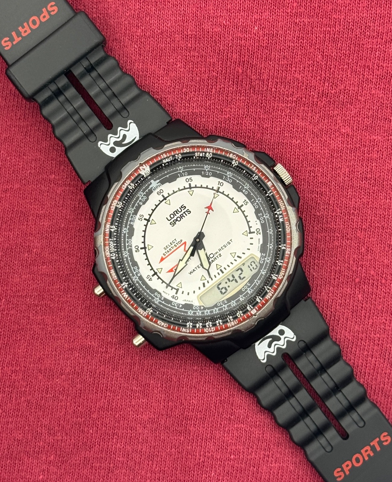 Vintage Lorus Sports PILOT AVIATOR ANA-DIGI Watch – RQF047 – V041-6050 – RARE!!
