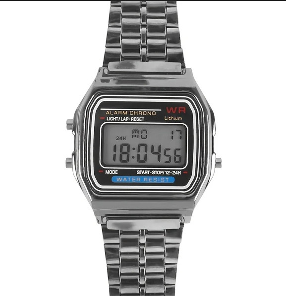 F-91W-1 Men’s 2025 Digital Silver Steel Watch Classic Alarm Light Waterproof