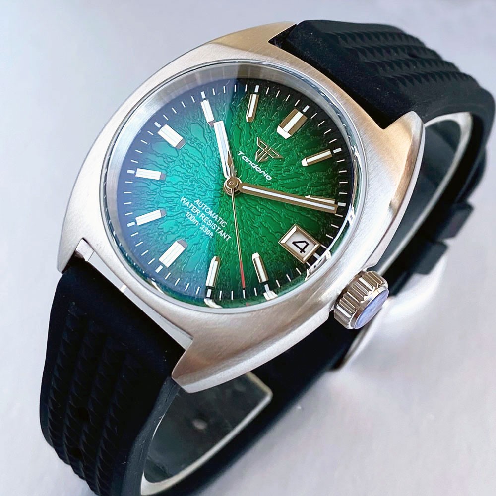 TANDORIO 36MM Red Black Dial Luminous 200M Waterproof Japan NH35A Dive Watch Men