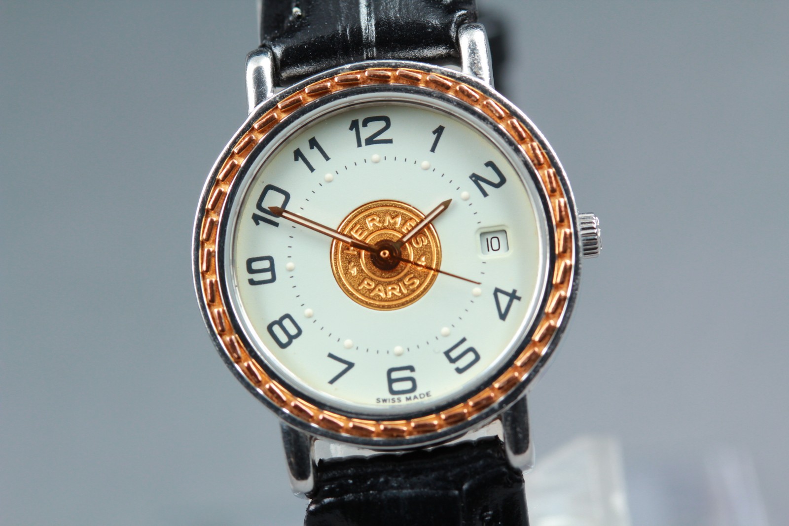 Vintage [Exc+5] HERMES Serie SE4.220 White Dial Quartz Woman’s Watch Swiss Made