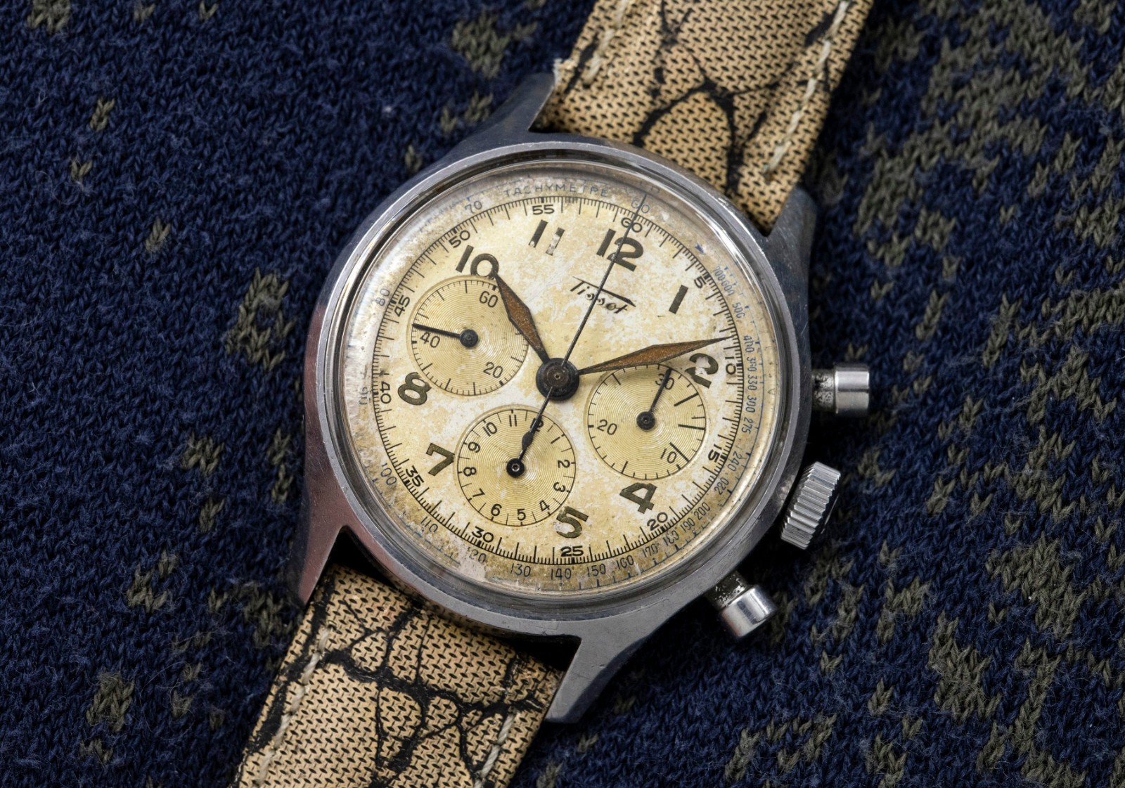 Tissot Chronograph – Cal 27CH – Omega Crown – Tropical Butterscotch Dial – 1947